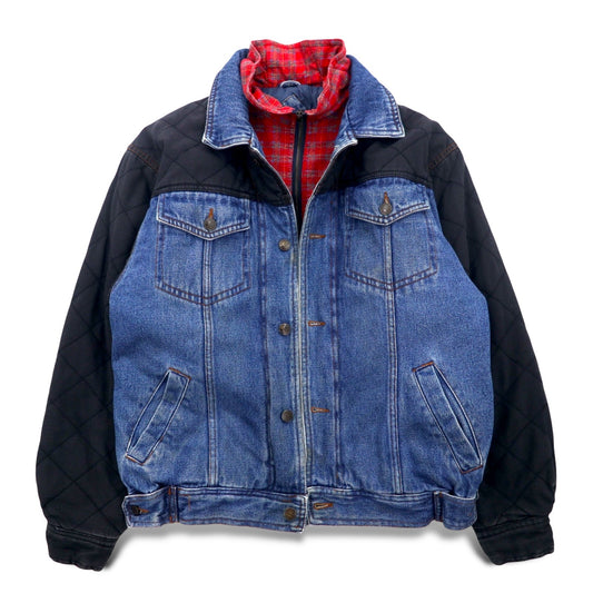 90年代 RUGGED GEAR レイヤード デニムジャケット Gジャン L インディゴ ブルー ブラック キルティング コットン