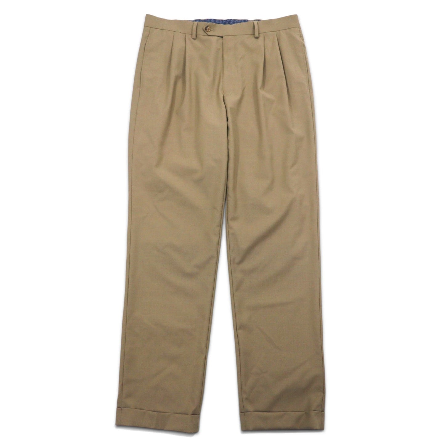 LAUREN RALPH LAUREN タック スラックスパンツ 34 ベージュ ウール HIGH PERFORMANCE WOOL