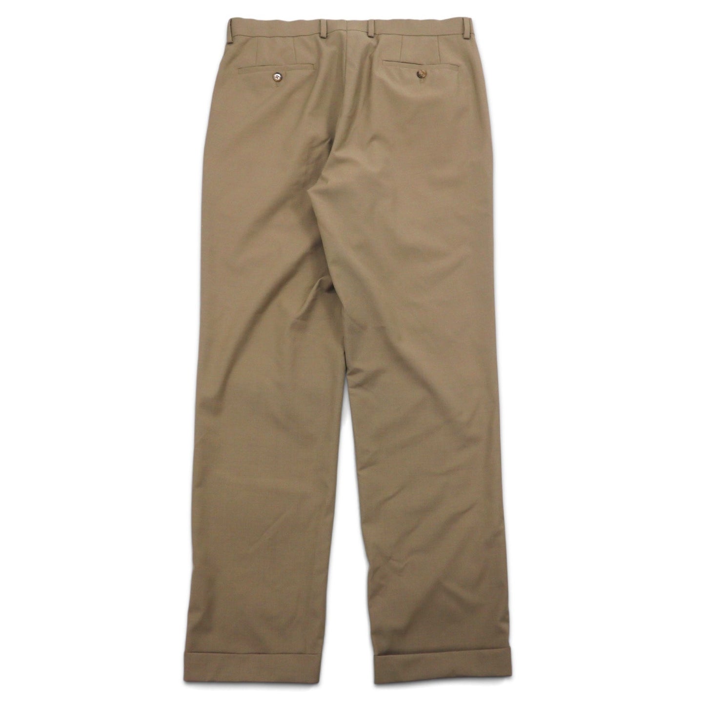 LAUREN RALPH LAUREN タック スラックスパンツ 34 ベージュ ウール HIGH PERFORMANCE WOOL