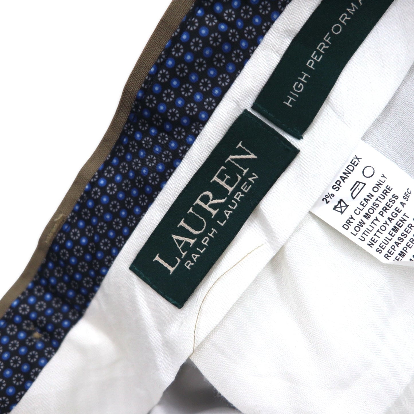 LAUREN RALPH LAUREN タック スラックスパンツ 34 ベージュ ウール HIGH PERFORMANCE WOOL