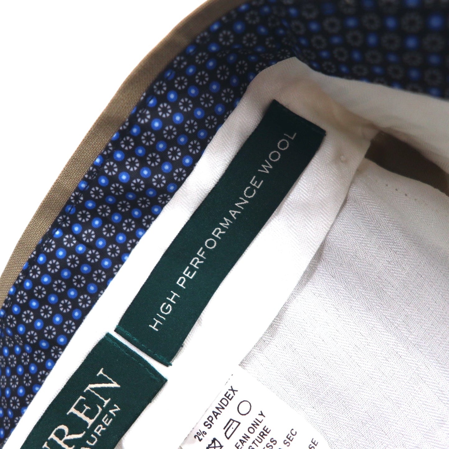 LAUREN RALPH LAUREN タック スラックスパンツ 34 ベージュ ウール HIGH PERFORMANCE WOOL