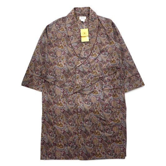 VIntage 90s Japan Made Paisley Robe with Shawl Collar ペイズリー柄 ガウンコート L ブラウン 日本製 未使用品