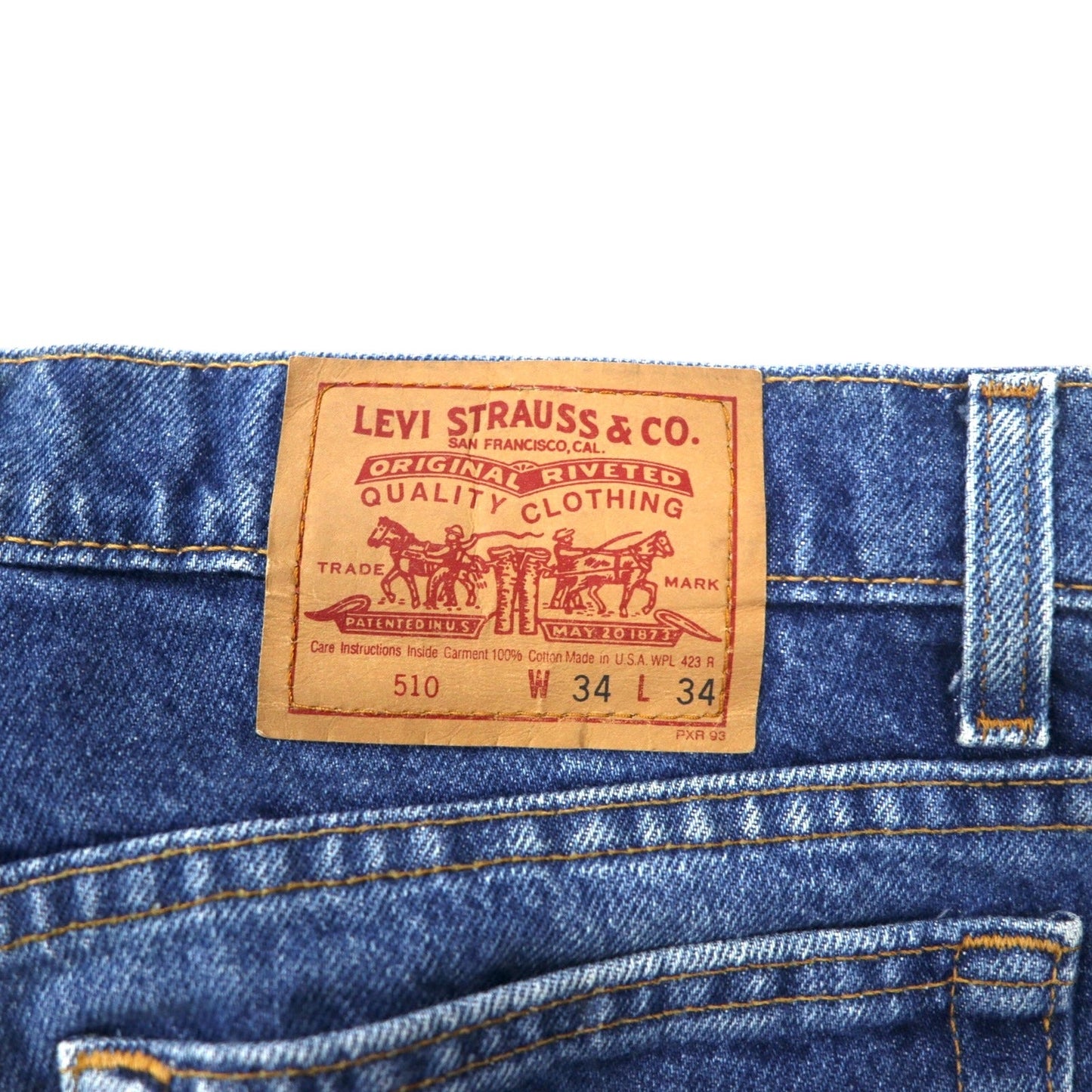Levi's USA製 90年代 デニムパンツ 34 ブルー コットン ジッパーフライ 510-0217