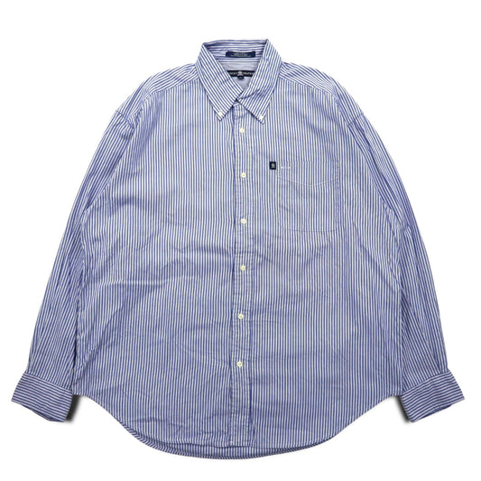 TOMMY HILFIGER 90年代 ビッグサイズ ボタンダウンシャツ L ブルー ストライプ コットン