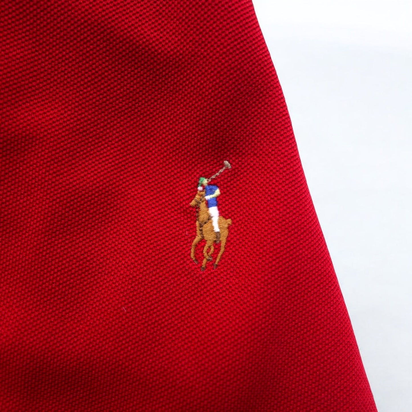 Polo by Ralph Lauren 90年代 長袖 ポロシャツ L レッド ピマコットン 鹿の子 スモールポニー刺繍 ペルー製