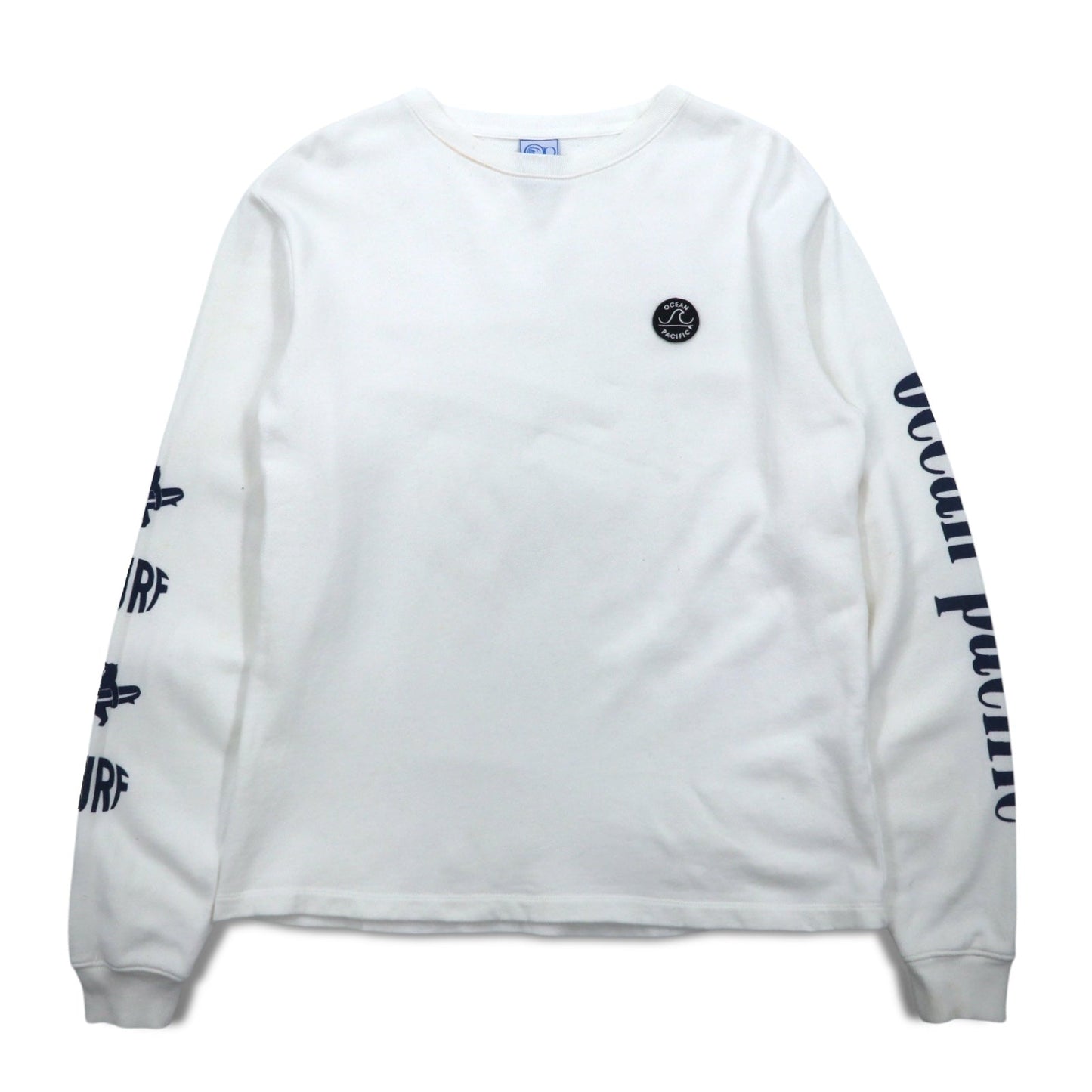ocean pacific ロングスリーブ Tシャツ M ホワイト コットン 袖プリント