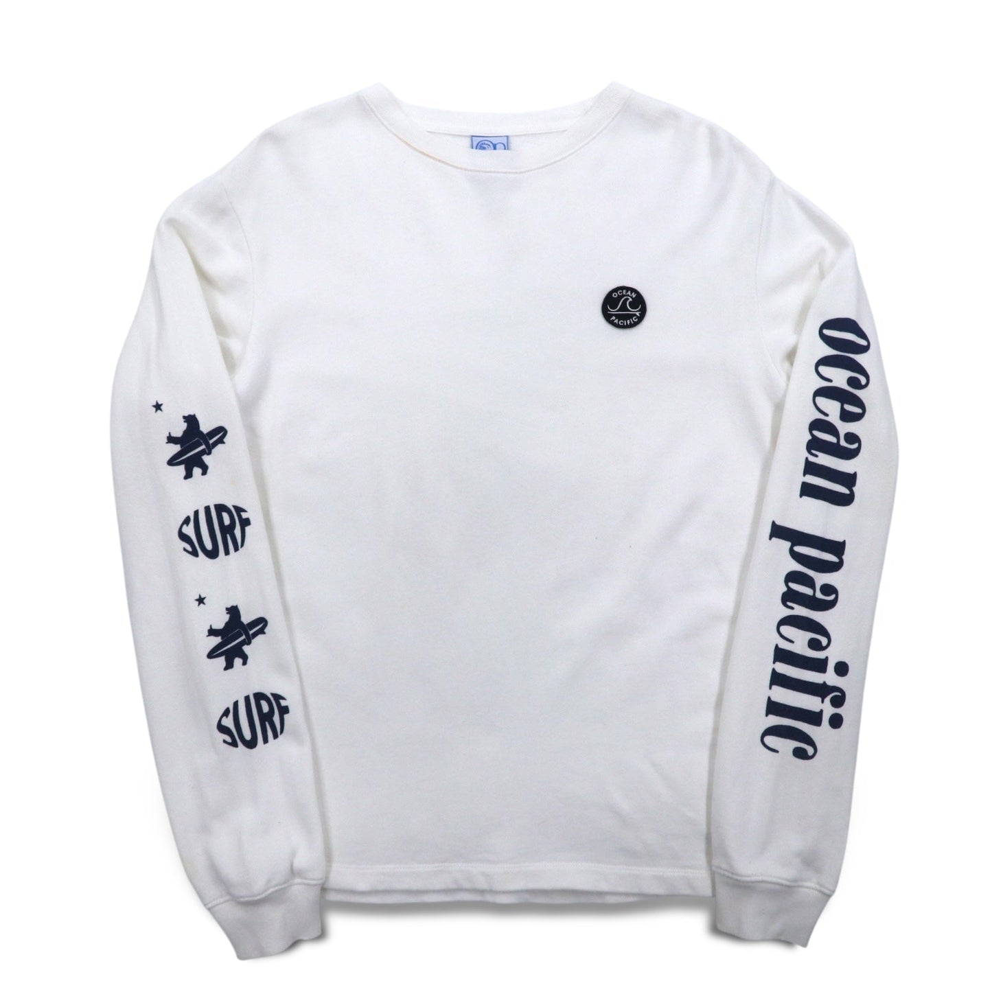 ocean pacific ロングスリーブ Tシャツ M ホワイト コットン 袖プリント
