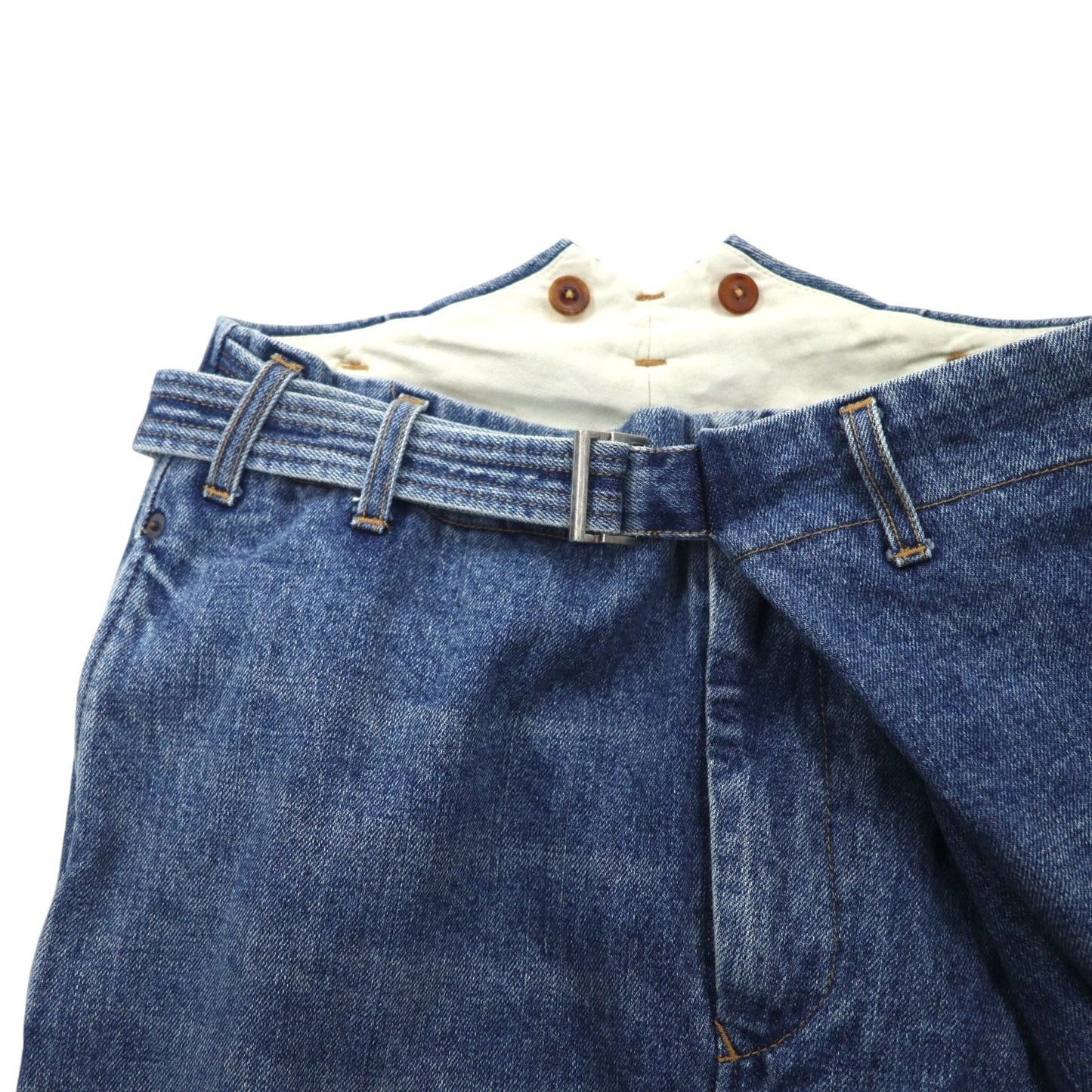 KHOKI ラップトラウザーズ 22AW Wrap Trousers デニムパンツ 1 ブルー コットン 日本製 22sw-p-05