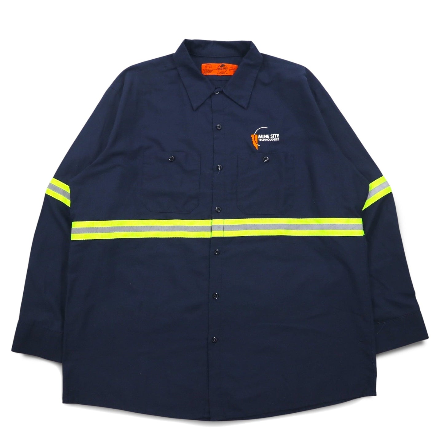 RED KAP リフレクター ワークシャツ XL ネイビー コットン US企業 ホンジュラス製