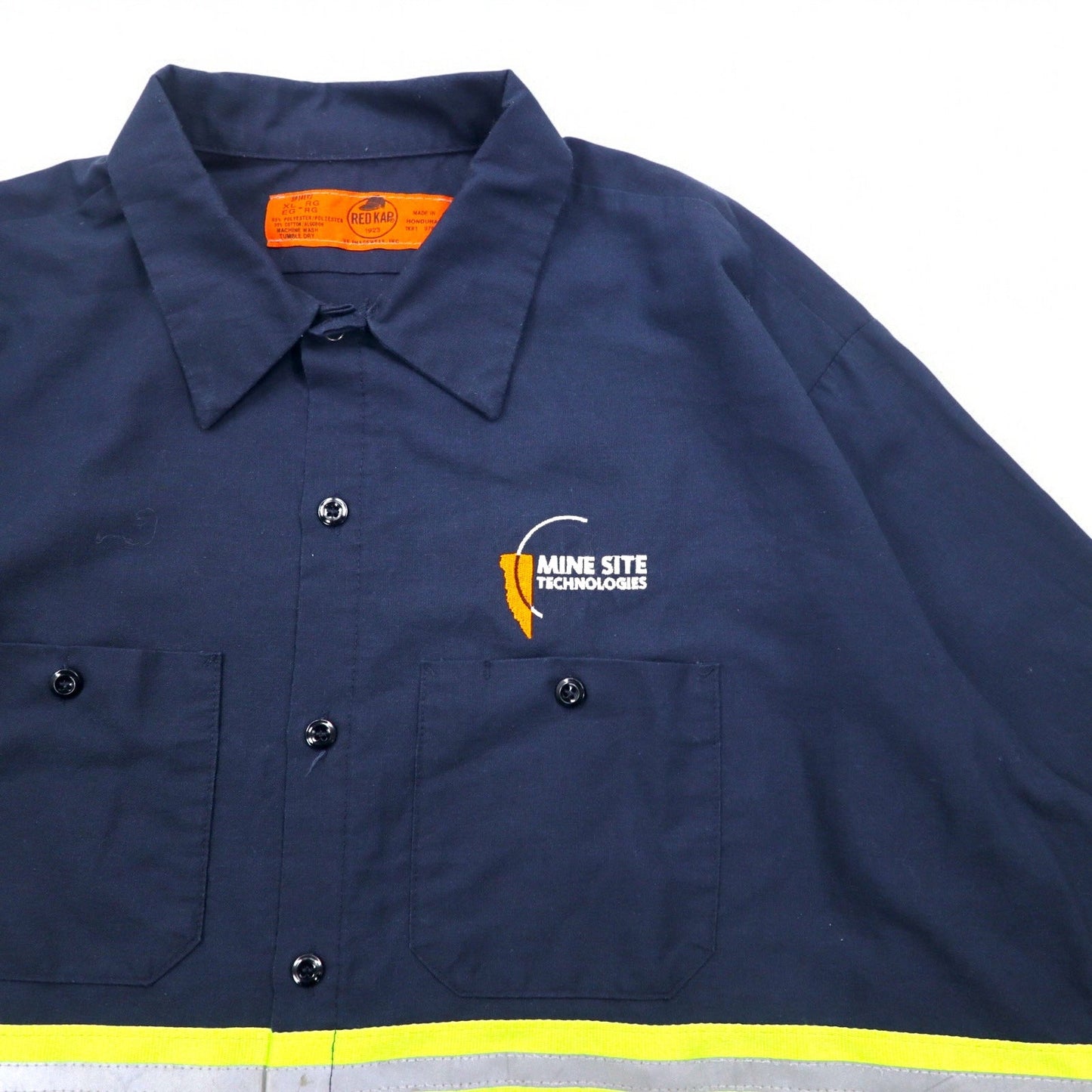 RED KAP リフレクター ワークシャツ XL ネイビー コットン US企業 ホンジュラス製