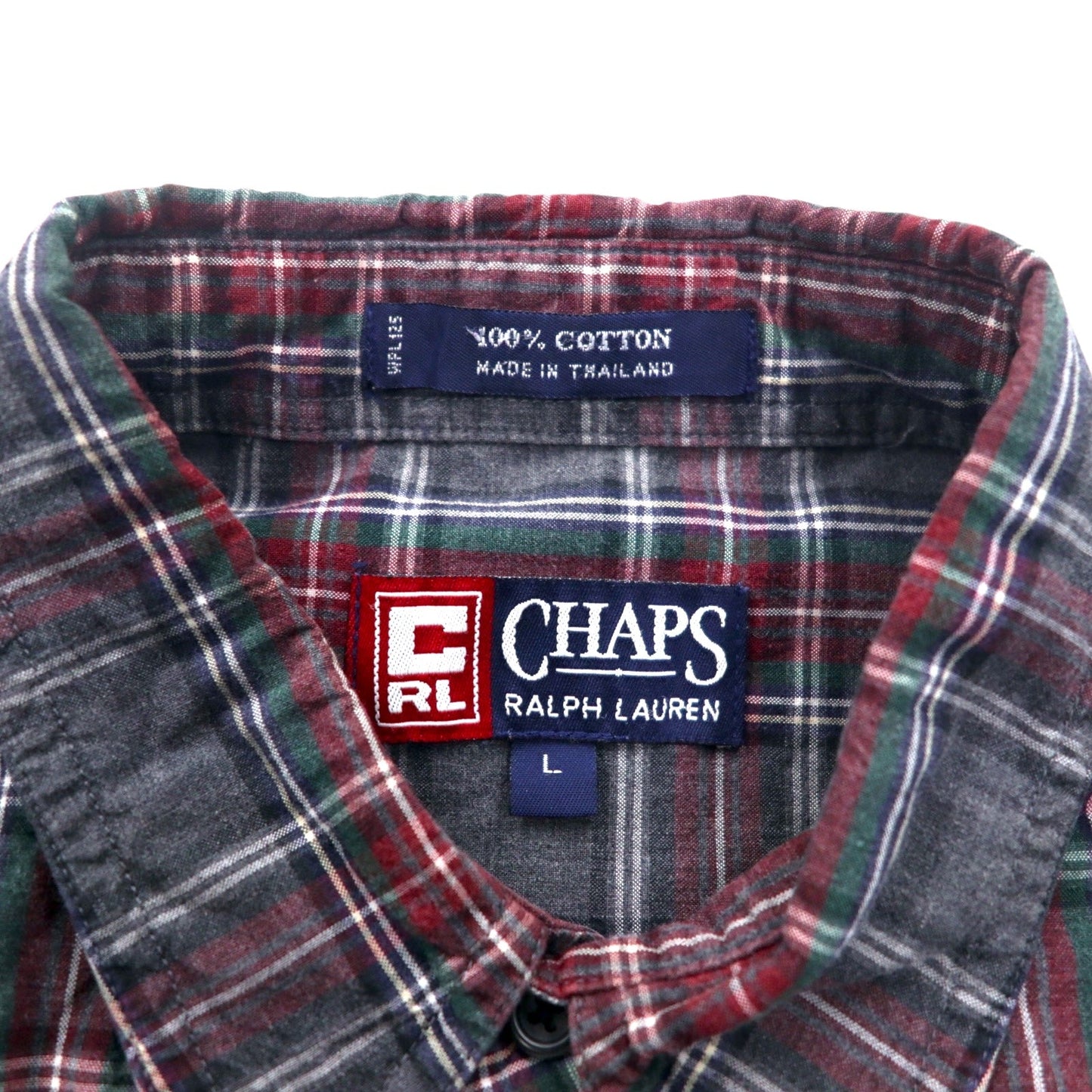 CHAPS RALPH LAUREN 90年代 ボタンダウンシャツ L グレー チェック コットン ビッグサイズ