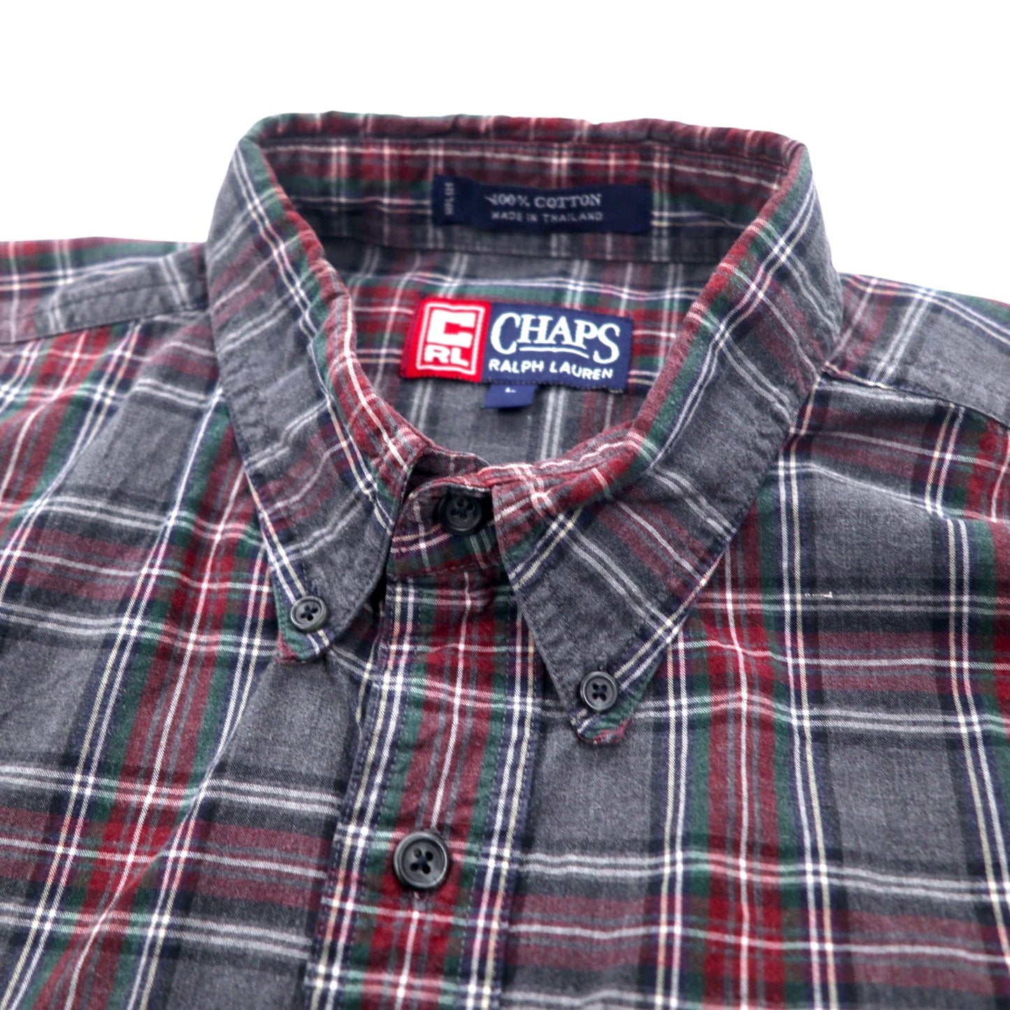 CHAPS RALPH LAUREN 90年代 ボタンダウンシャツ L グレー チェック コットン ビッグサイズ