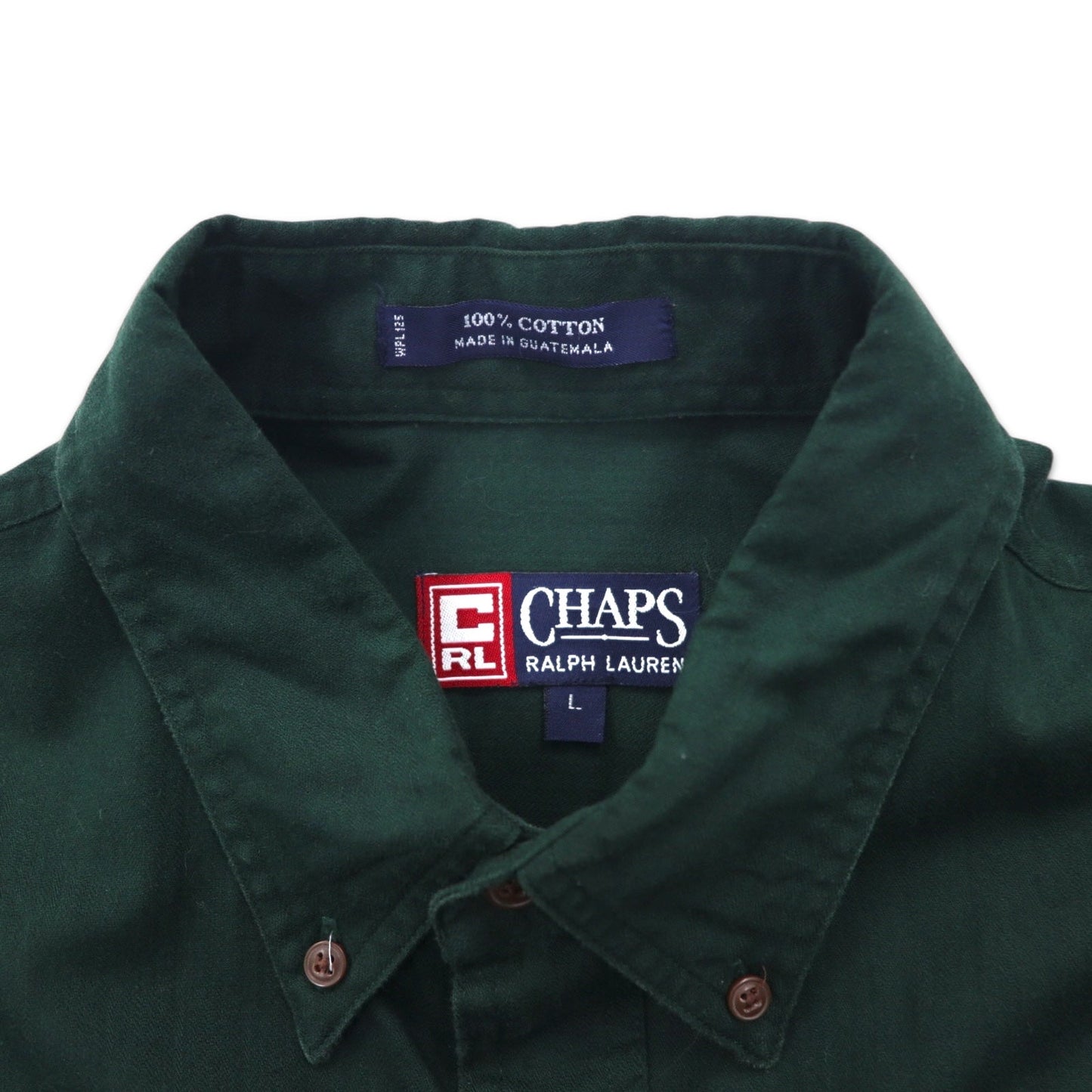 CHAPS RALPH LAUREN 90年代 ボタンダウンシャツ L グリーン コットン ロゴ刺繍 グアテマラ製