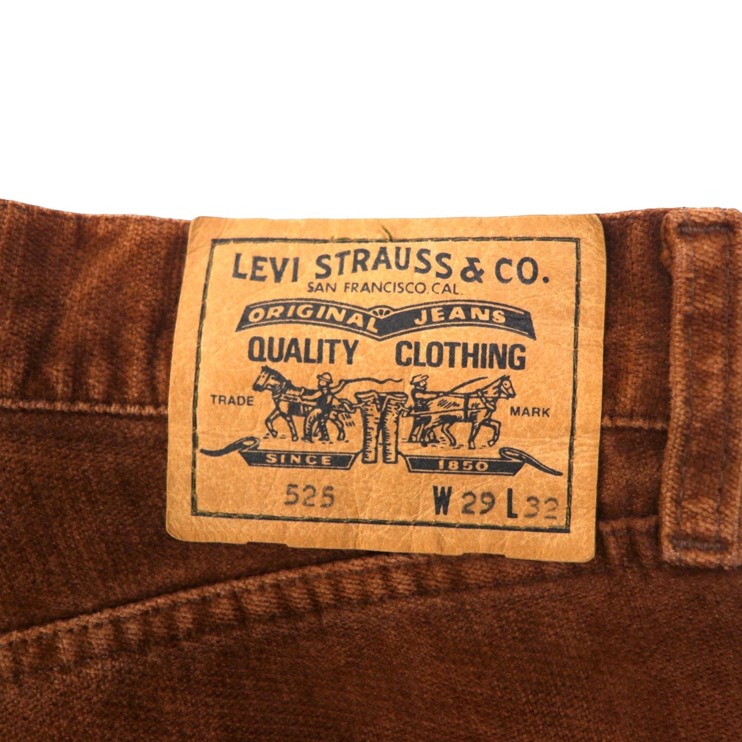 Levi's イタリア製 90年代 ベロア ブーツカット フレアパンツ 29 ブラウン コットン 白タブ スモールe ジッパーフライ ボタン裏I13 525-6328