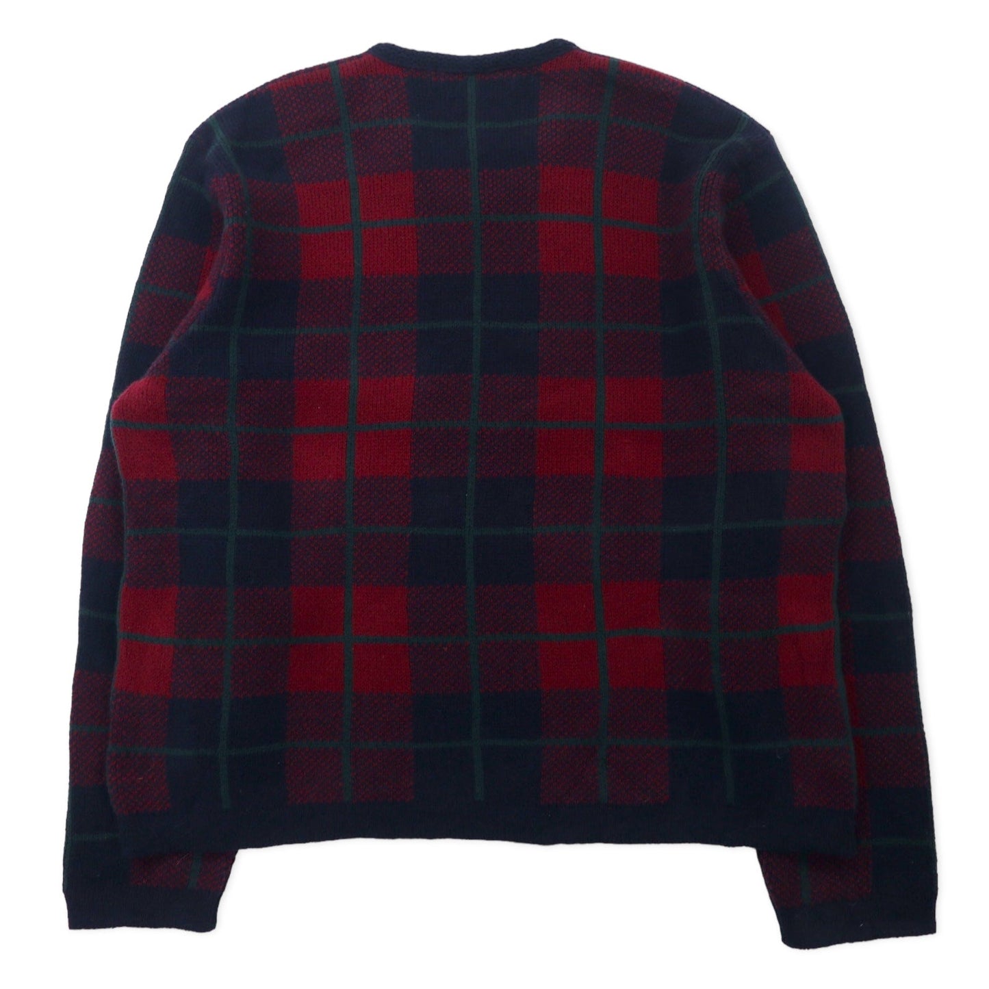 Polo by Ralph Lauren Vネック ニット セーター XL ネイビー チェック ラムウール