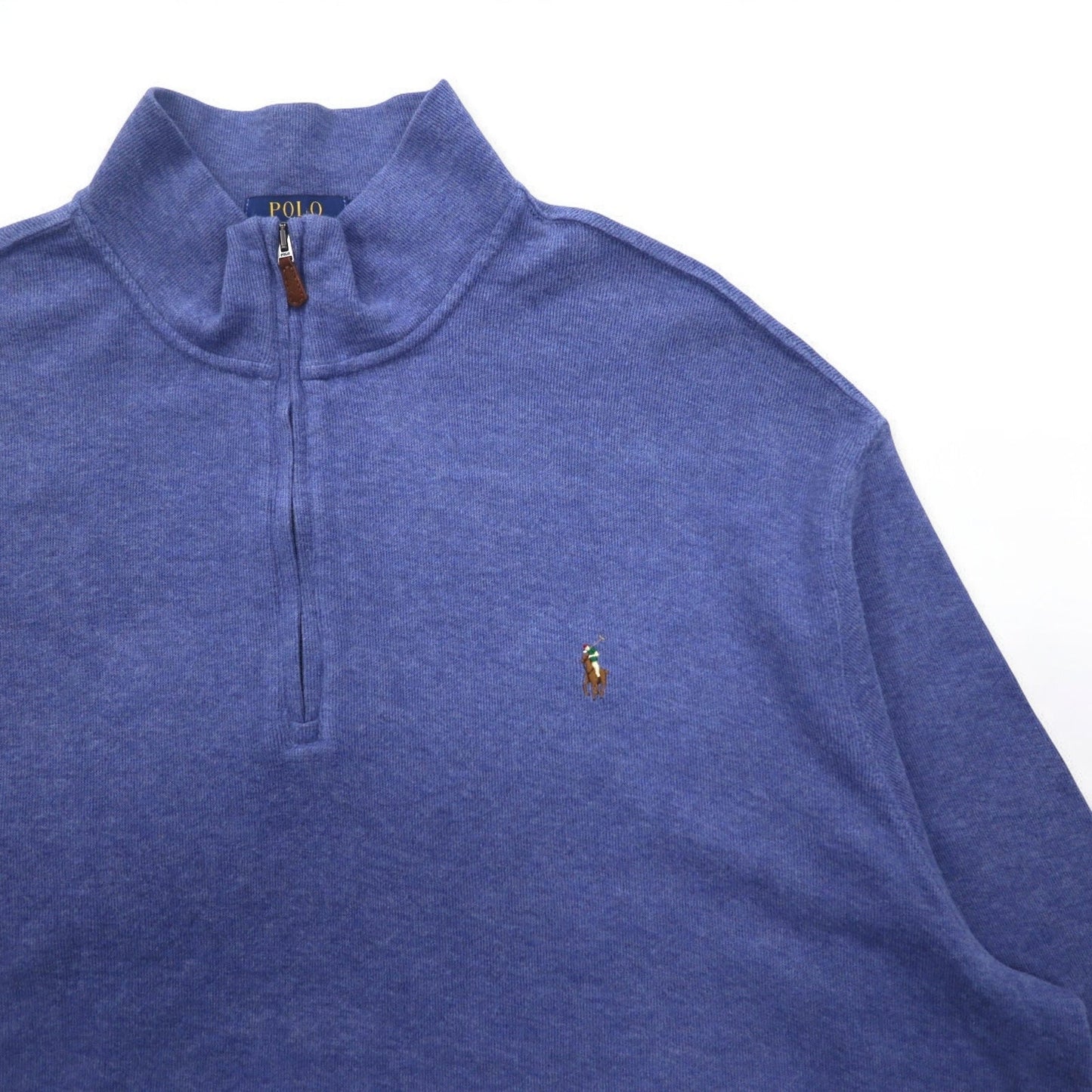 POLO RALPH LAUREN ハーフジップ スウェット 2XL ブルー ESTATE RIB スモールポニー刺繍