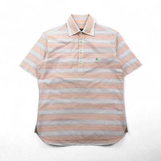 BURBERRY BLACK LABEL 半袖 プルオーバーシャツ M オレンジ ボーダー コットン