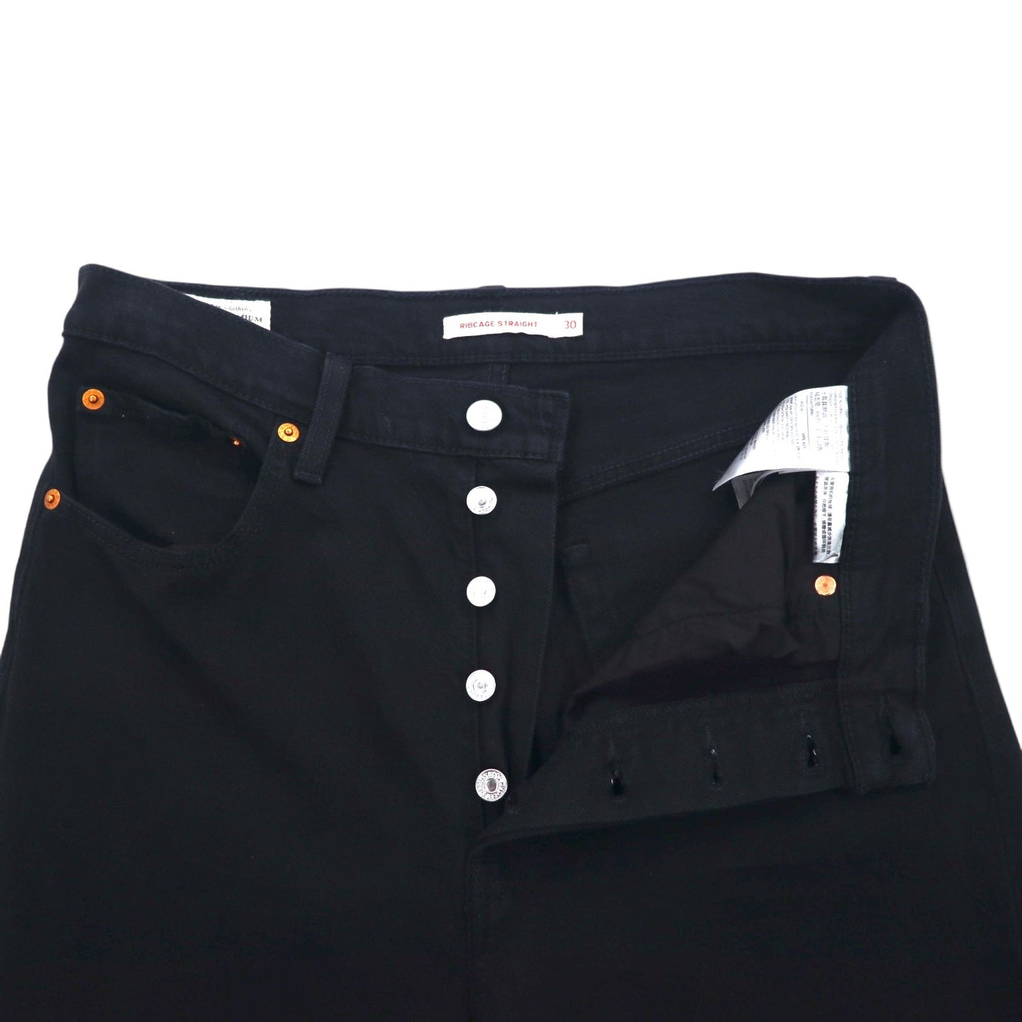 LEVI'S PREMIUM トルコ製 ハイウエスト アンクル デニムパンツ 30 ブラック コットン ビッグE RIBCAGE STRAIGHT ANKLE BLACK HEART 72693-0012