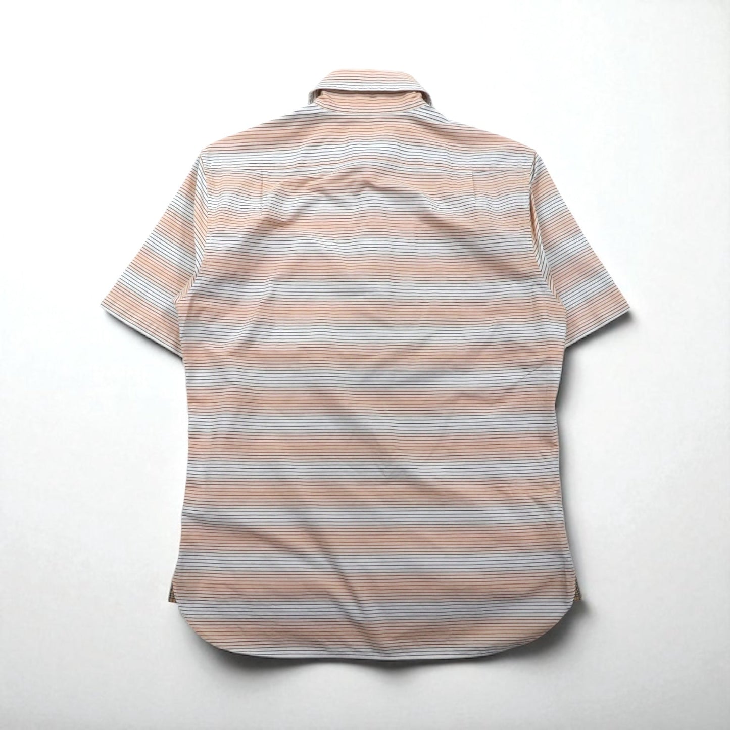 BURBERRY BLACK LABEL 半袖 プルオーバーシャツ M オレンジ ボーダー コットン
