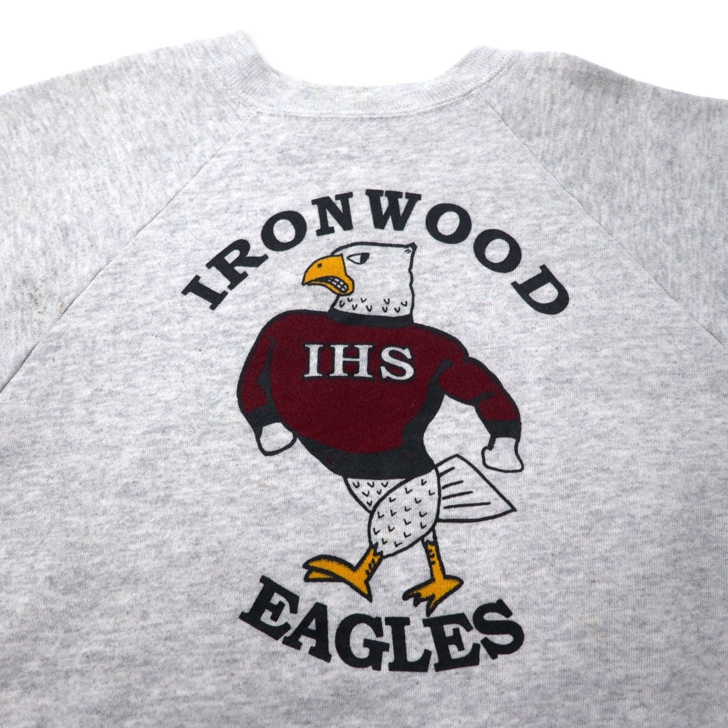 Hanes USA製 90年代 ACTIVEWEAR フットボール プリント スウェット XL グレー コットン IRON WOOD EAGLES