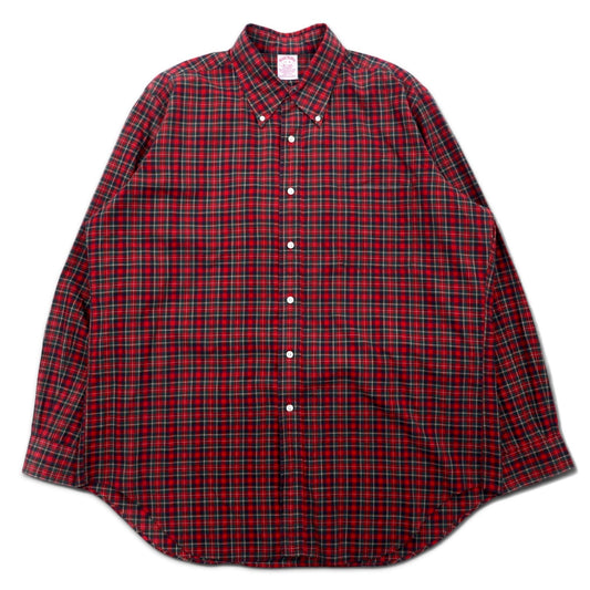Brooks Brothers USA製 タータンチェック ボタンダウンシャツ XL レッド コットン