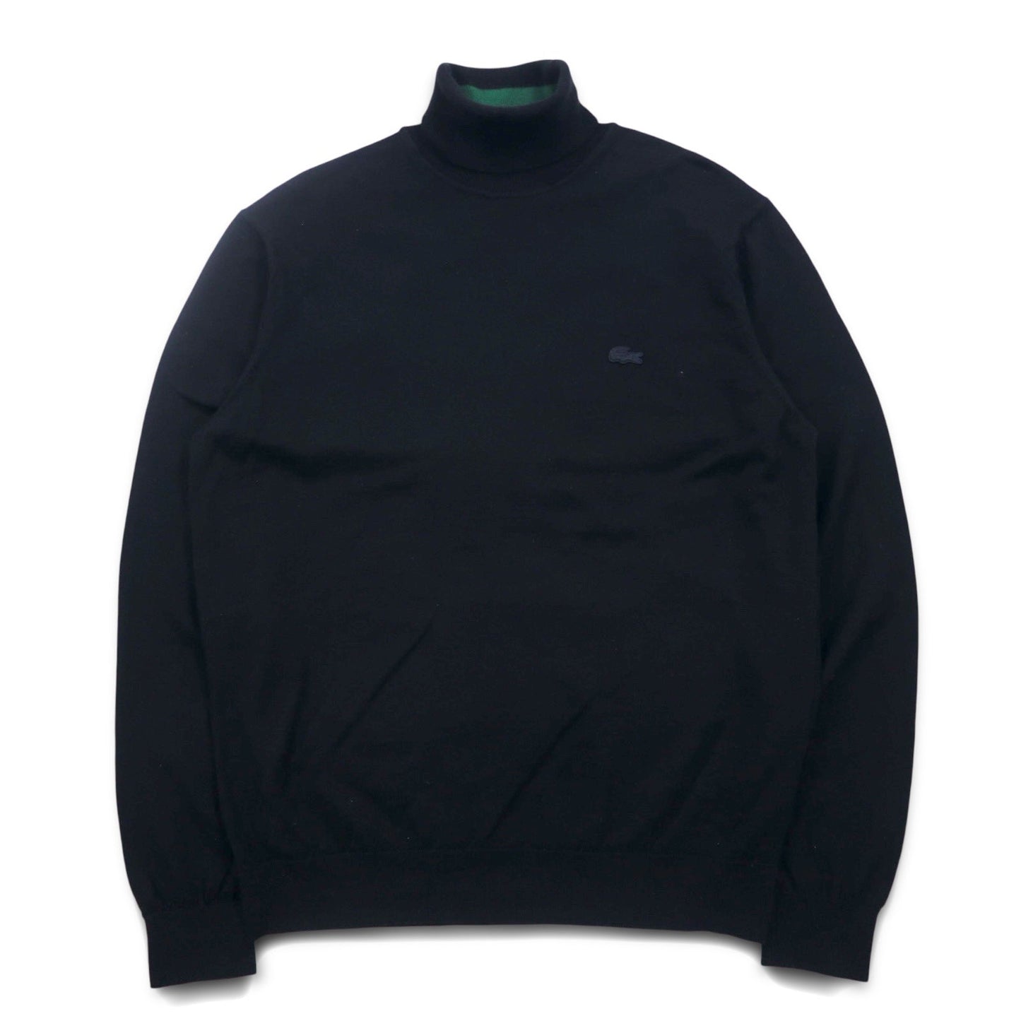 LACOSTE メリノウール タートルネック セーター XL ブラック 羊毛 ワンポイントロゴ REGULAR FIT AH1959-00