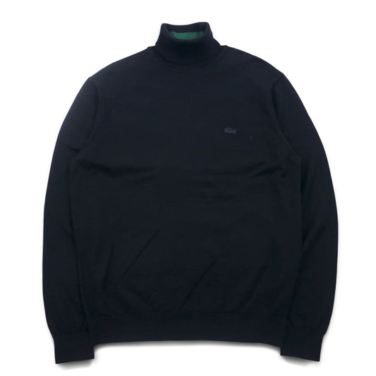 LACOSTE メリノウール タートルネック セーター XL ブラック 羊毛 ワンポイントロゴ REGULAR FIT AH1959-00