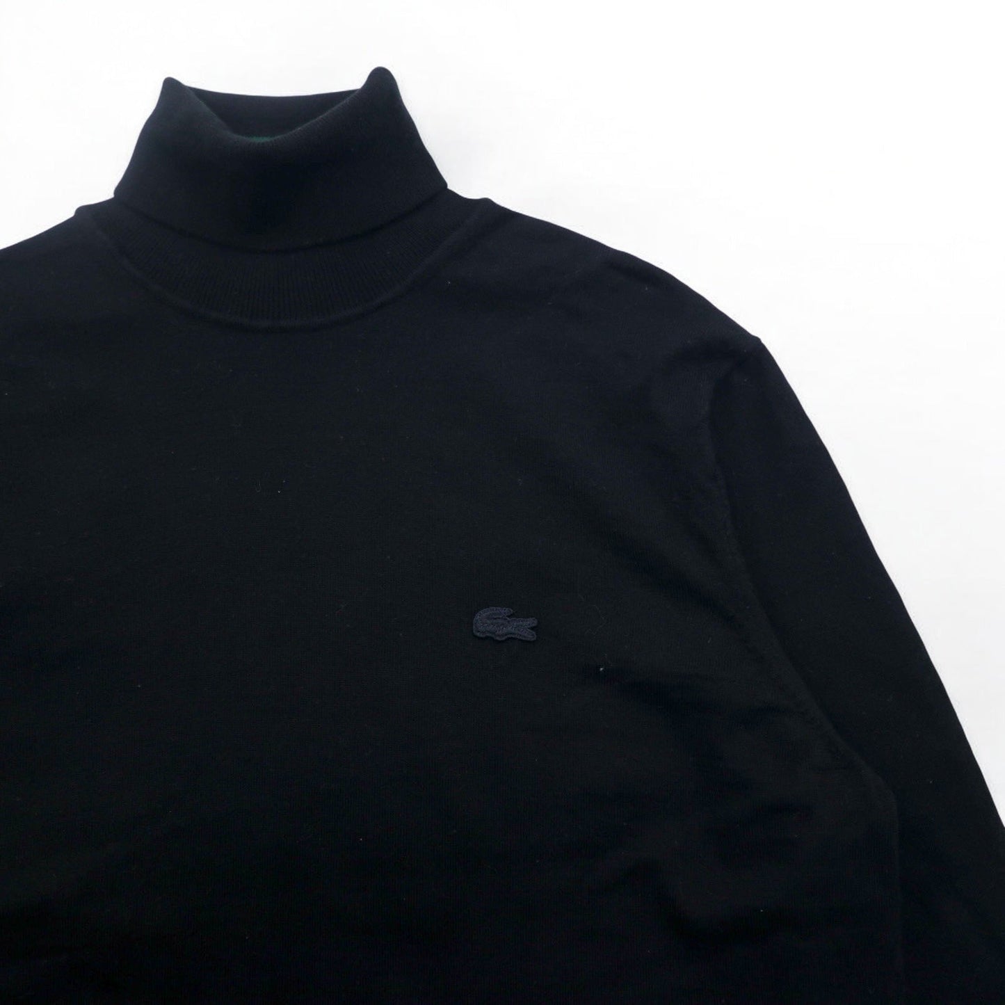 LACOSTE メリノウール タートルネック セーター XL ブラック 羊毛 ワンポイントロゴ REGULAR FIT AH1959-00