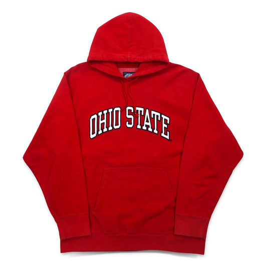 90年代 STEVE & BARRY'S リバースウィーブ プルオーバー パーカー L レッド カレッジ OHIO STATE アーチロゴ