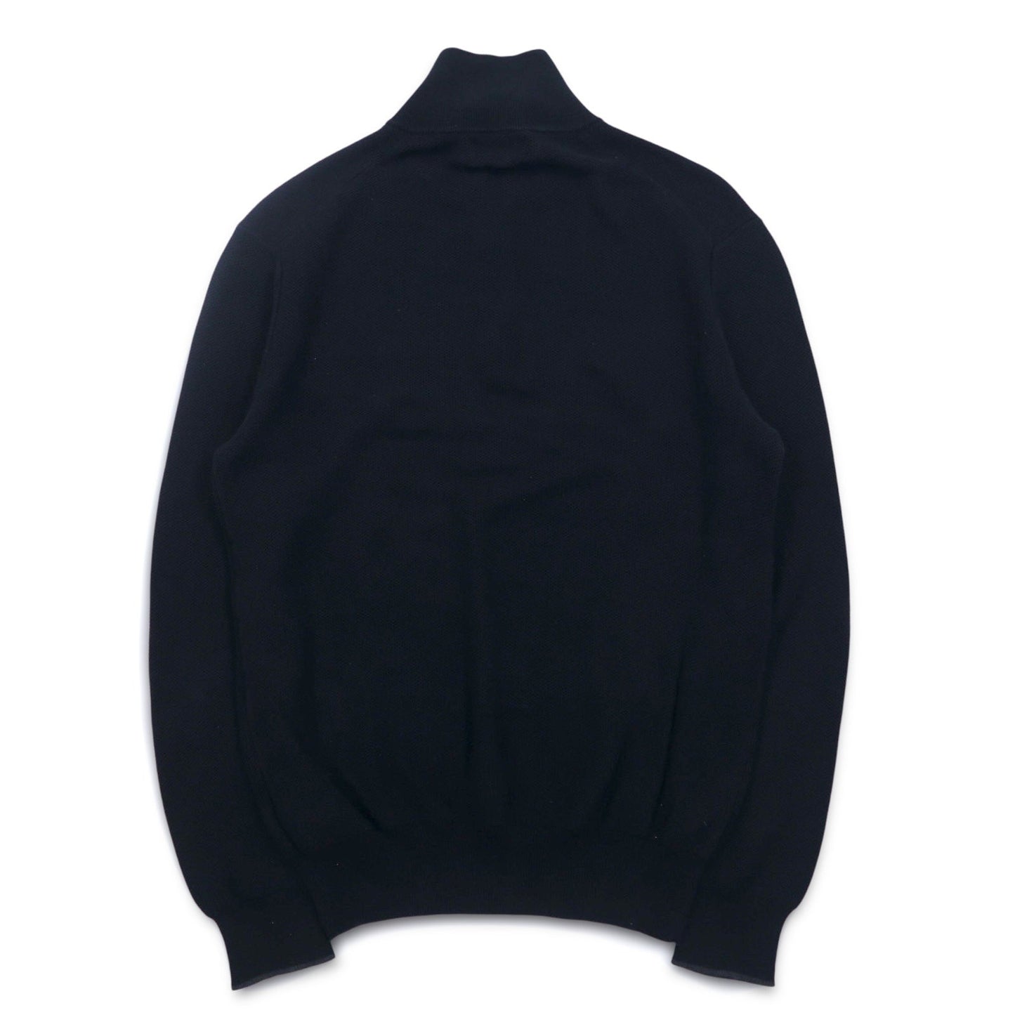 POLO RALPH LAUREN メッシュニット ピマコットン ハーフジップ セーター S ブラック スモールポニー刺繍