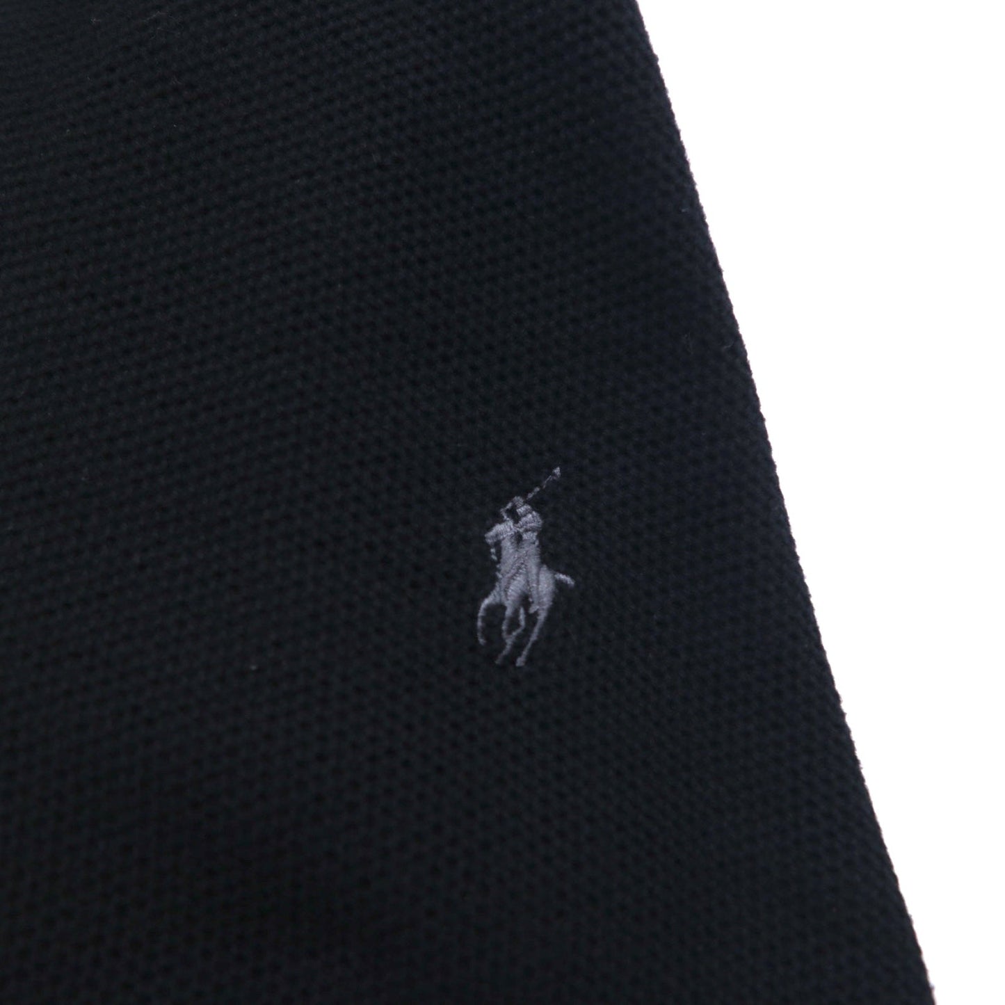 POLO RALPH LAUREN メッシュニット ピマコットン ハーフジップ セーター S ブラック スモールポニー刺繍