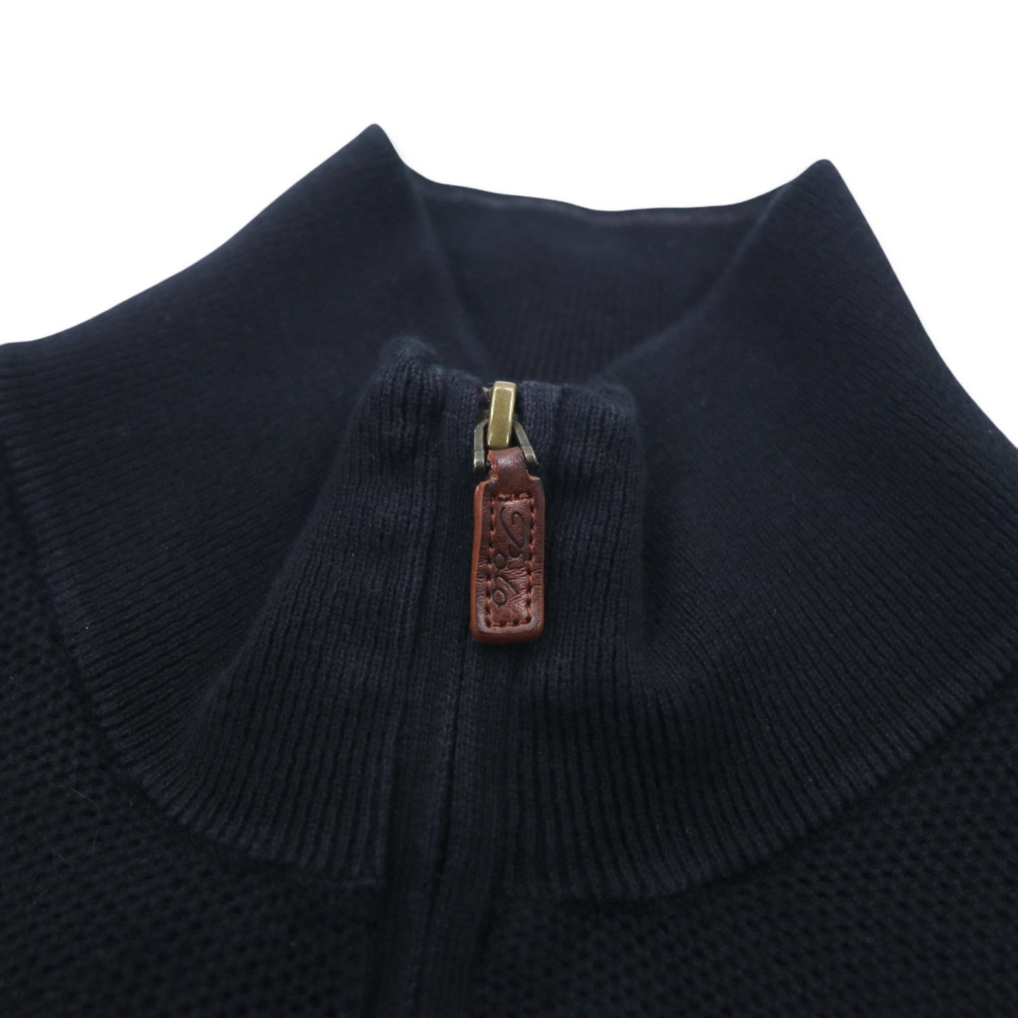 POLO RALPH LAUREN メッシュニット ピマコットン ハーフジップ セーター S ブラック スモールポニー刺繍