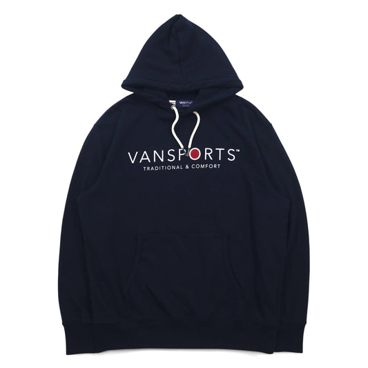 VAN SPORTS プルオーバー パーカー M ネイビー コットン ロゴプリント