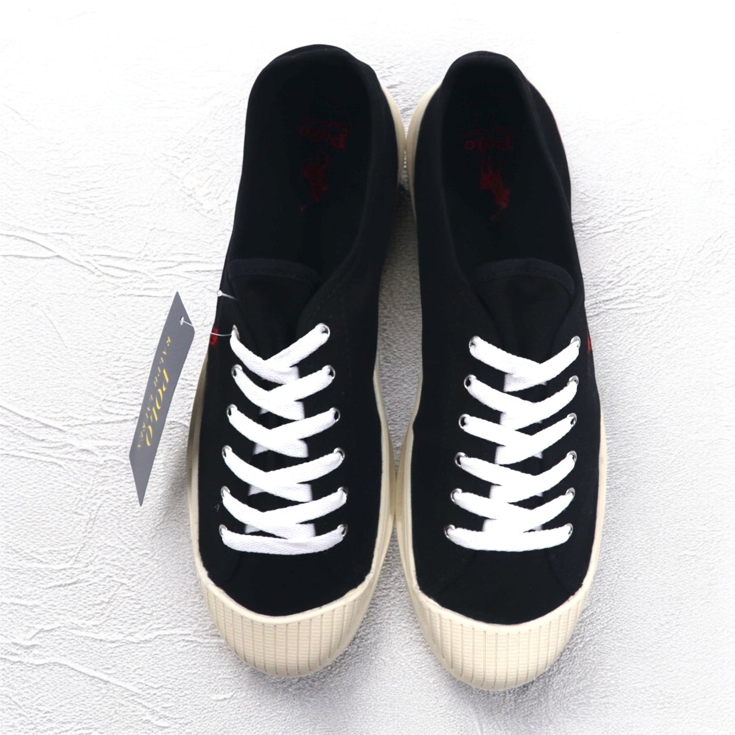 POLO RALPH LAUREN エッセンス Essence 100 キャンバス スニーカー 26.5cm ブラック キャップトゥ スモールポニー刺繍 未使用品