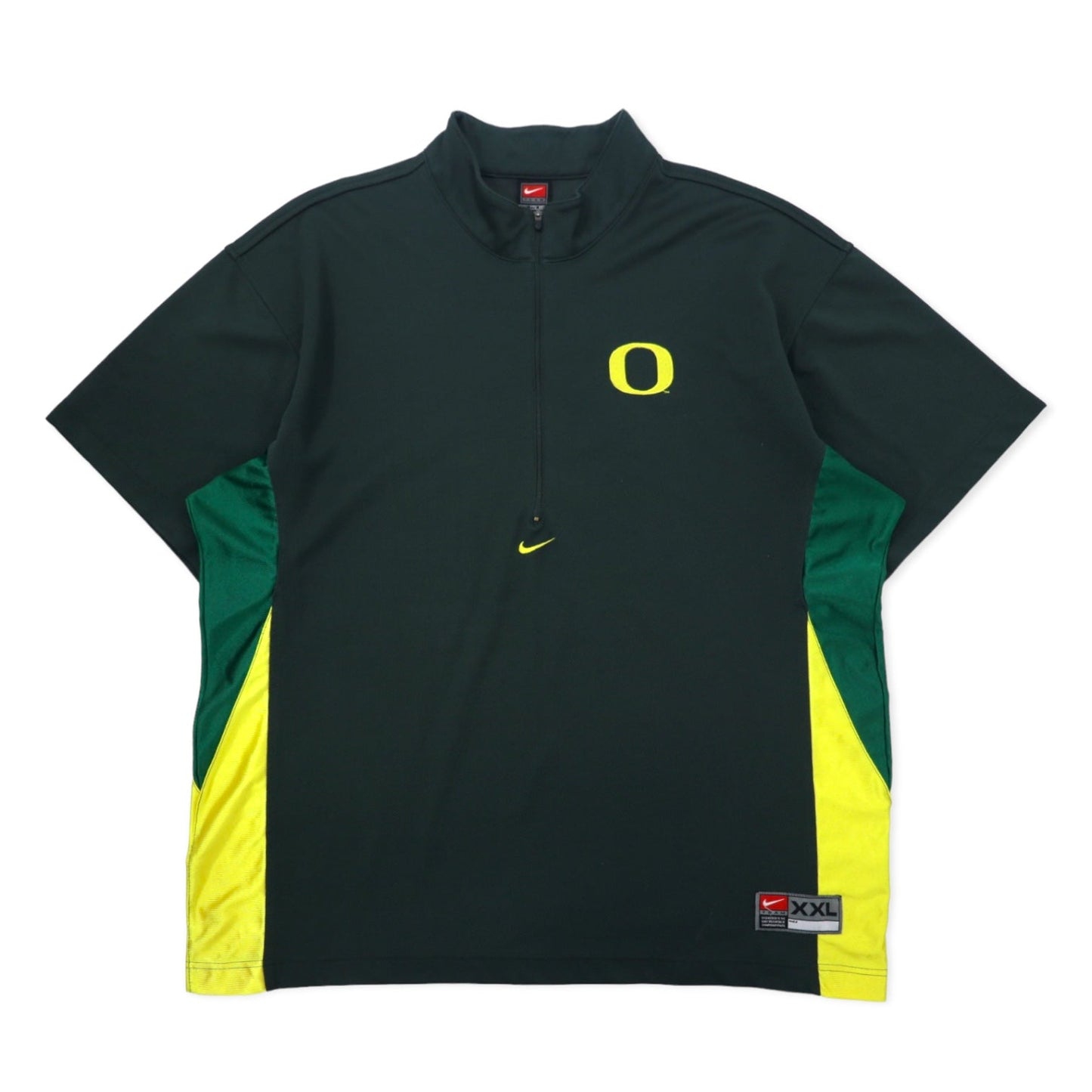 NIKE 90年代 TEAMタグ ハーフジップ トラックジャケット 半袖 XXL グリーン ポリエステル センタースウォッシュ NCAA DUCKS ビッグサイズ