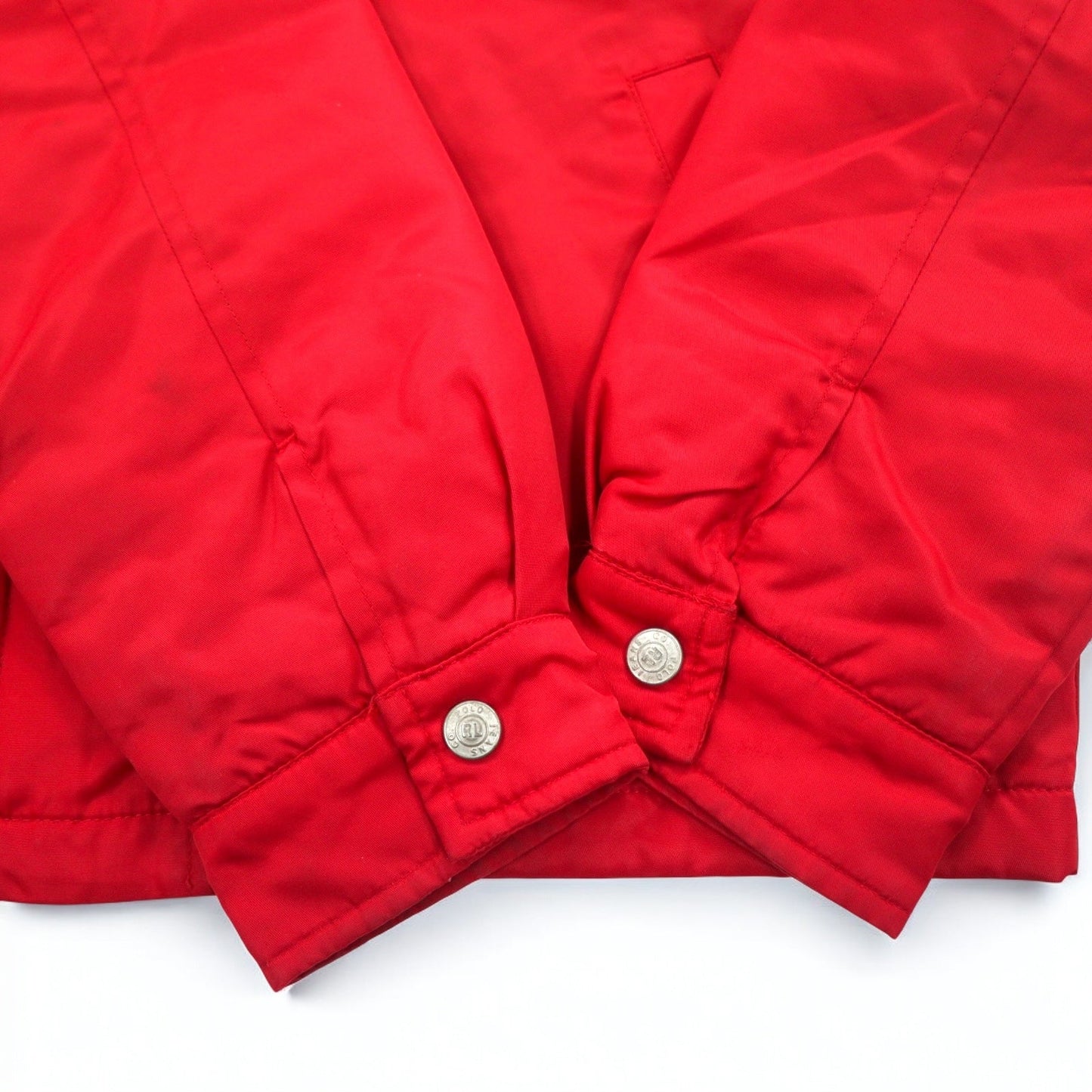 POLO JEANS CO. RALPH LAUREN 90年代 フーデッド ナイロンジャケット S レッド 中綿 キルティングライナー