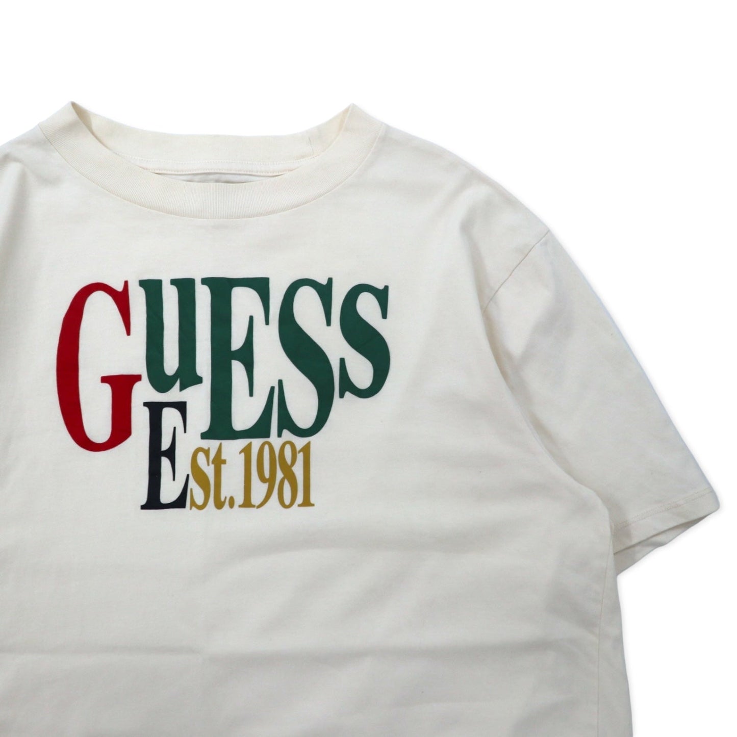 GUESS ORIGINALS ロゴプリント Tシャツ M クリーム コットン ストレッチ