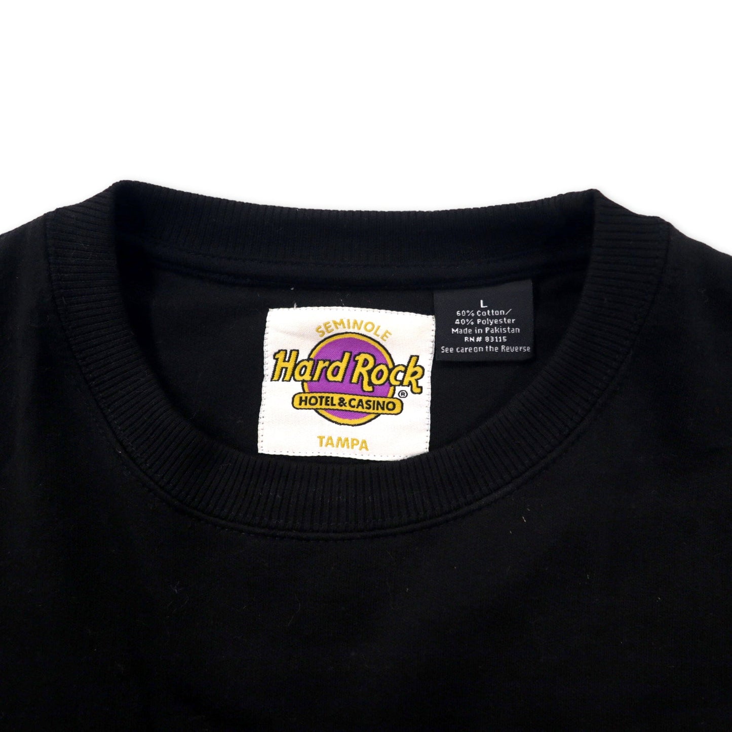 Hard Rock HOTEL & CASINO ロゴスウェット L ブラック コットン 裏起毛 パキ綿 TAMPA