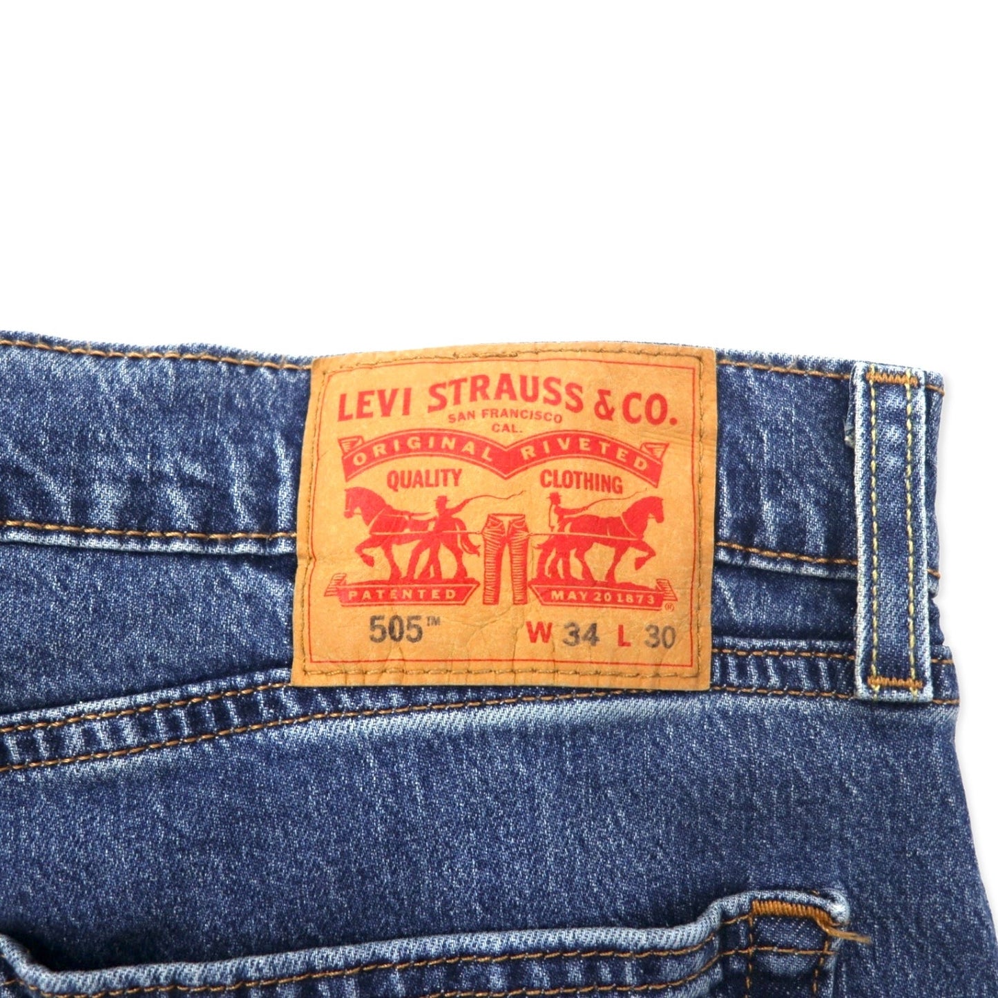 Levi's 505 レギュラー ストレート デニムパンツ 34 ブルー コットン ストレッチ 505-2309