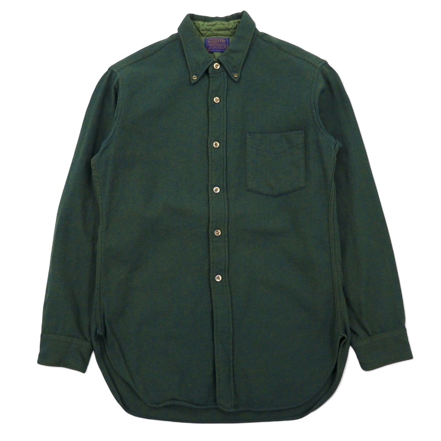 PENDLETON 60年代 フランネルシャツ ボタンダウンシャツ M カーキ ウール ヘリンボーン