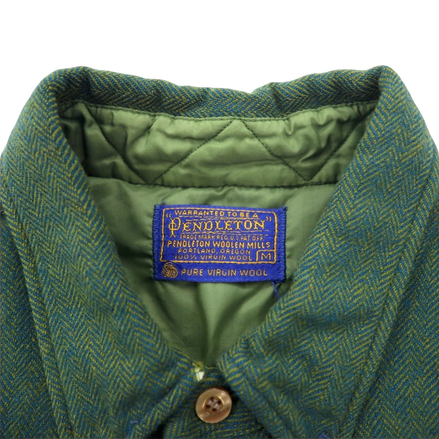 PENDLETON 60年代 フランネルシャツ ボタンダウンシャツ M カーキ ウール ヘリンボーン