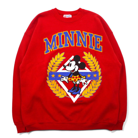 USA製 90年代 Disney ミニーマウス MINNIE スウェット XL レッド 裏起毛 キャラクター プリント Hanes