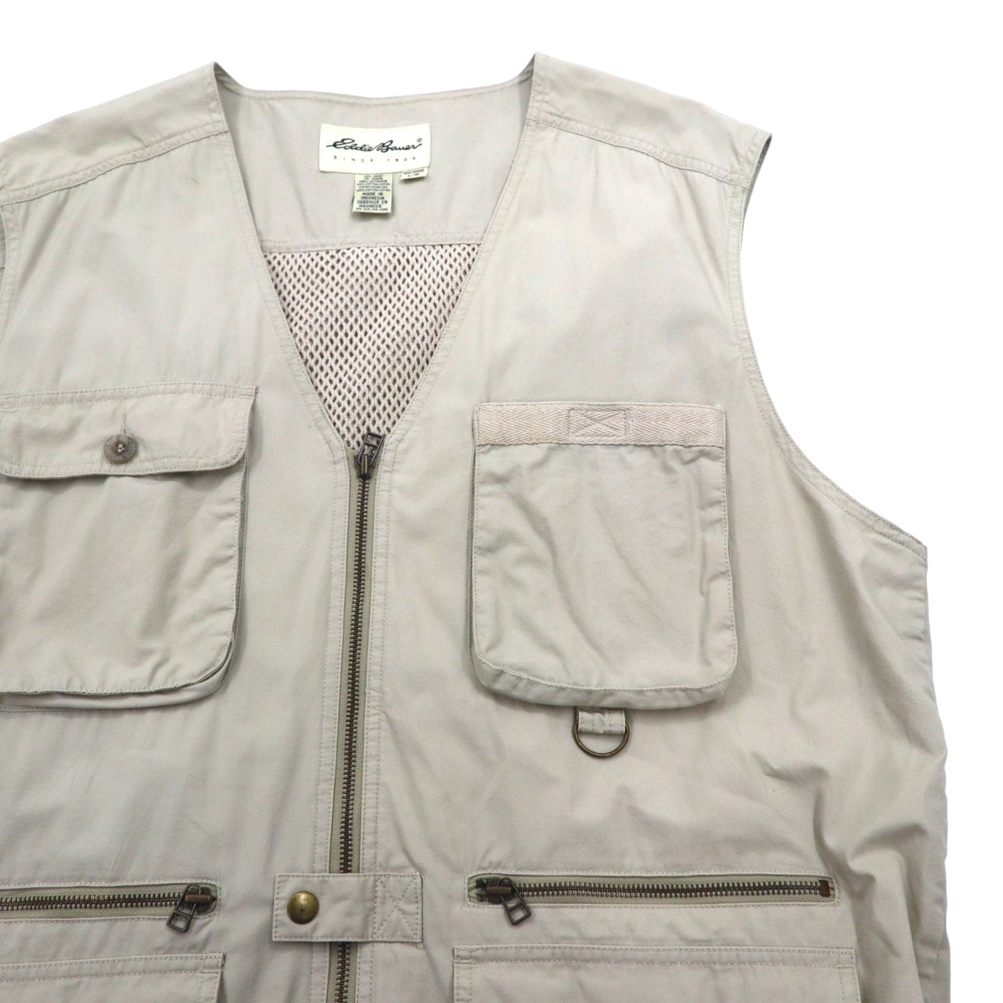 Eddie Bauer 90年代 フィッシングベスト ハンティングベスト L ベージュ コットン