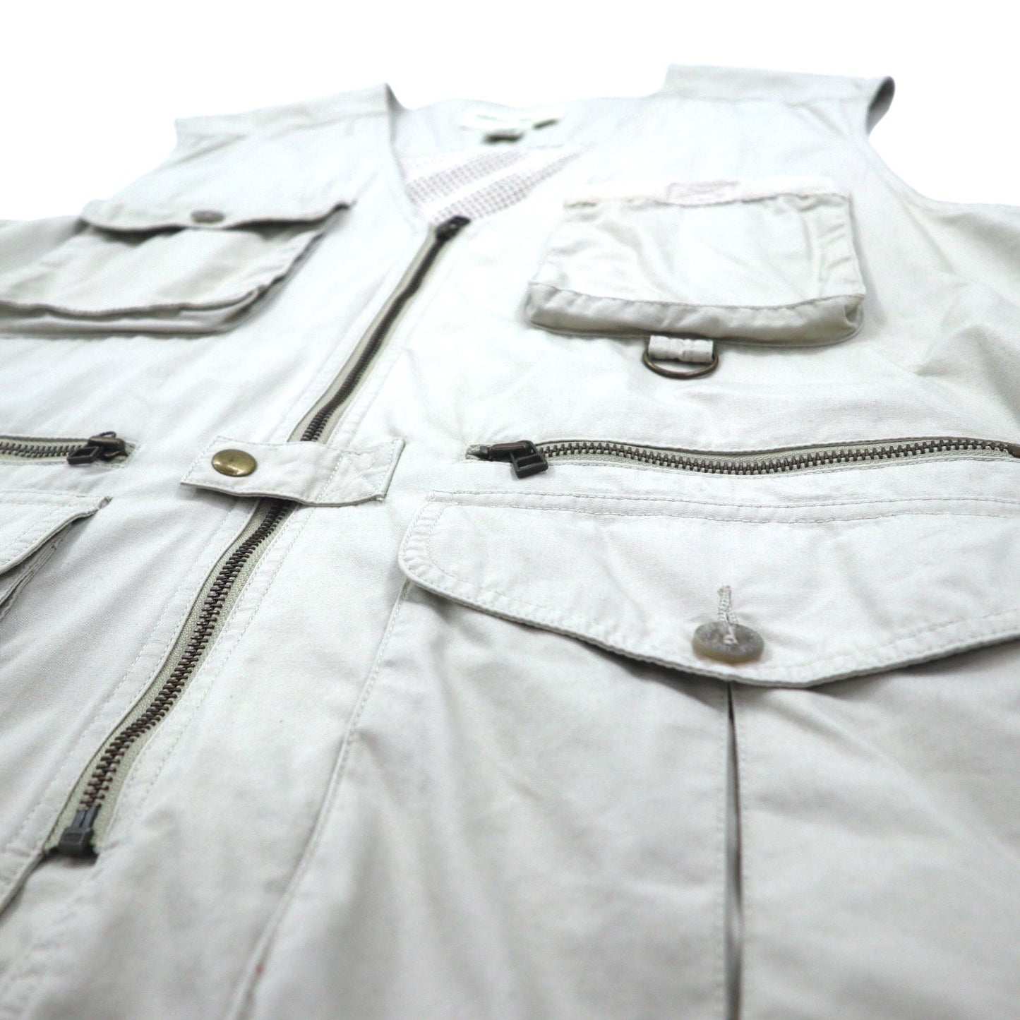 Eddie Bauer 90年代 フィッシングベスト ハンティングベスト L ベージュ コットン