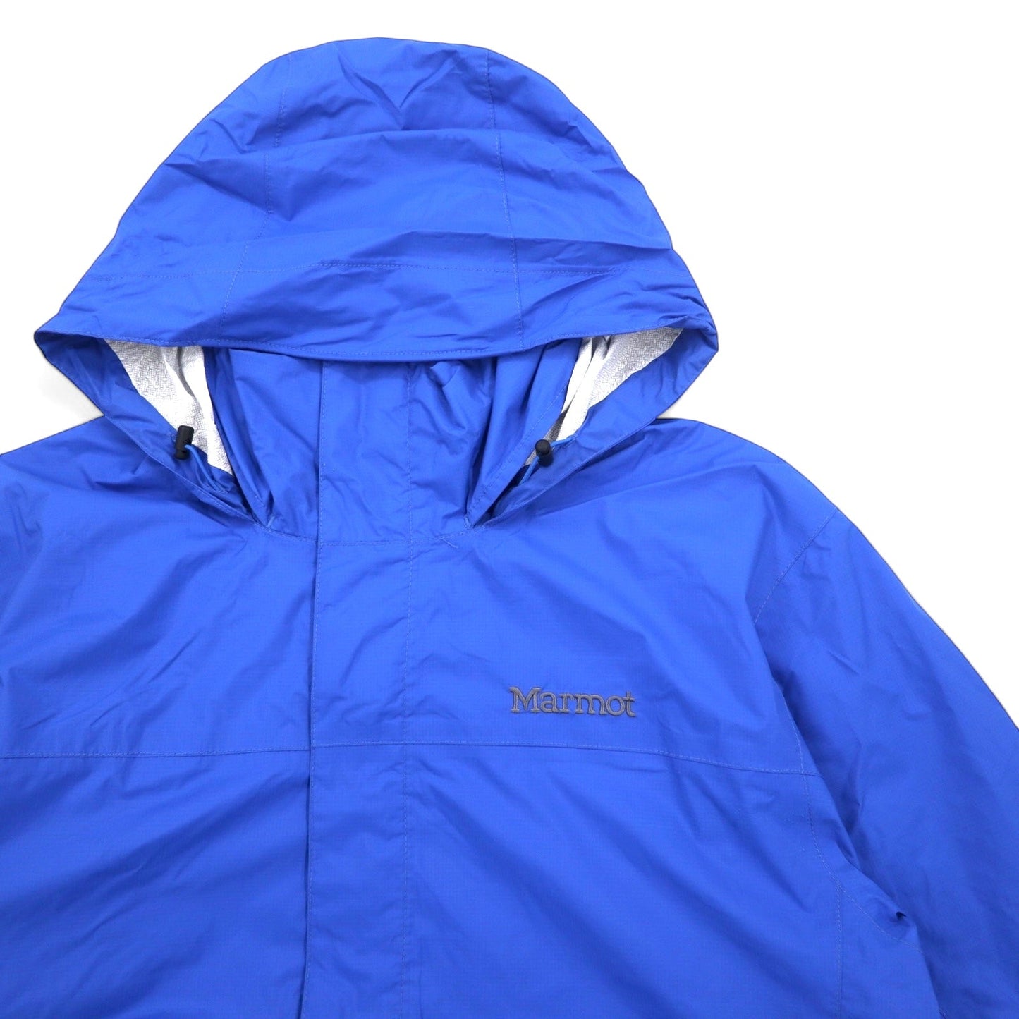 Marmot マウンテンパーカー L ブルー ナイロン 防水 透湿 フード収納式 PreCip Jacket G41200