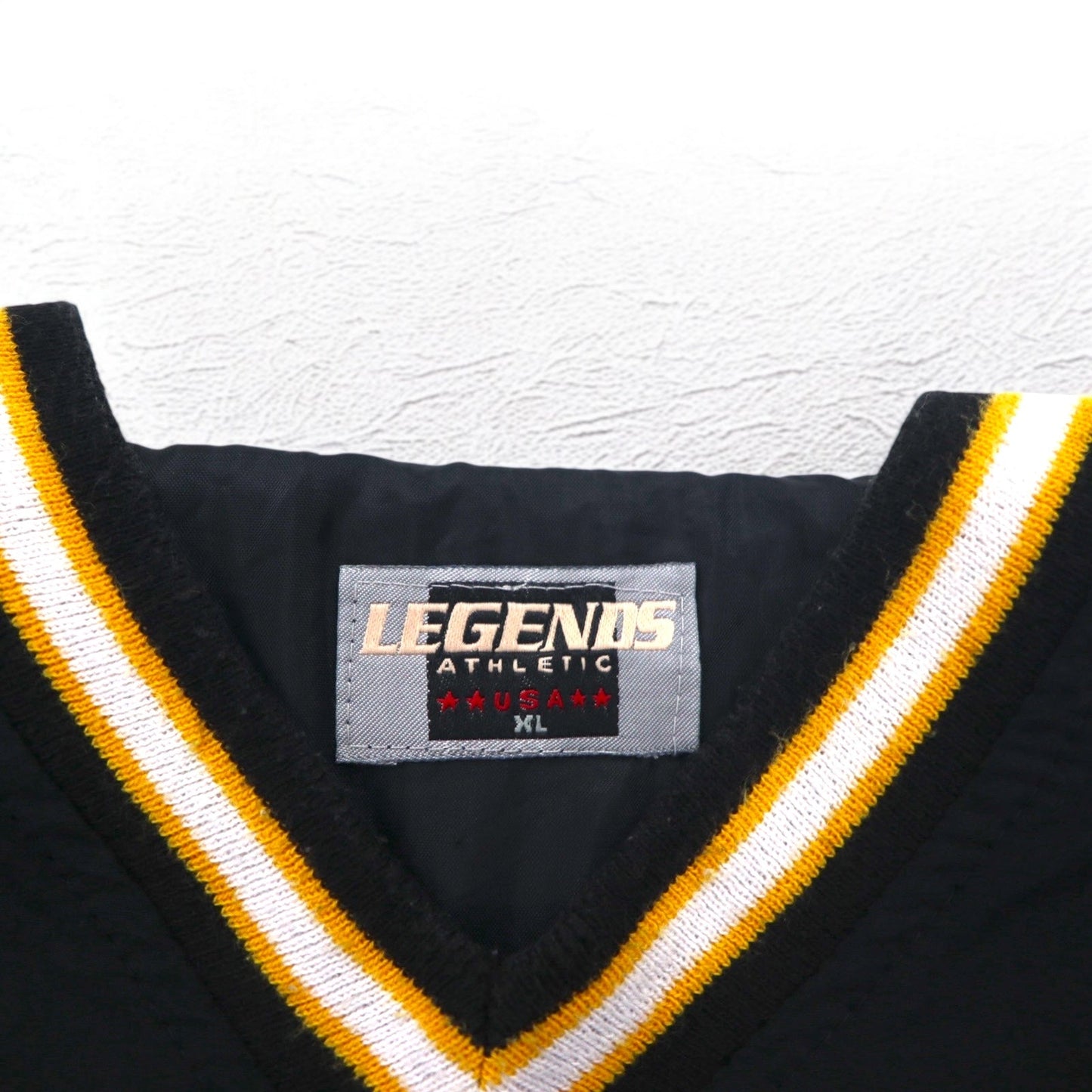 LEGENDS ATHLETIC USA製 90年代 リブライン ピステ プルオーバー ナイロンジャケット XL ブラック カレッジ GRAMBLING アーチロゴ