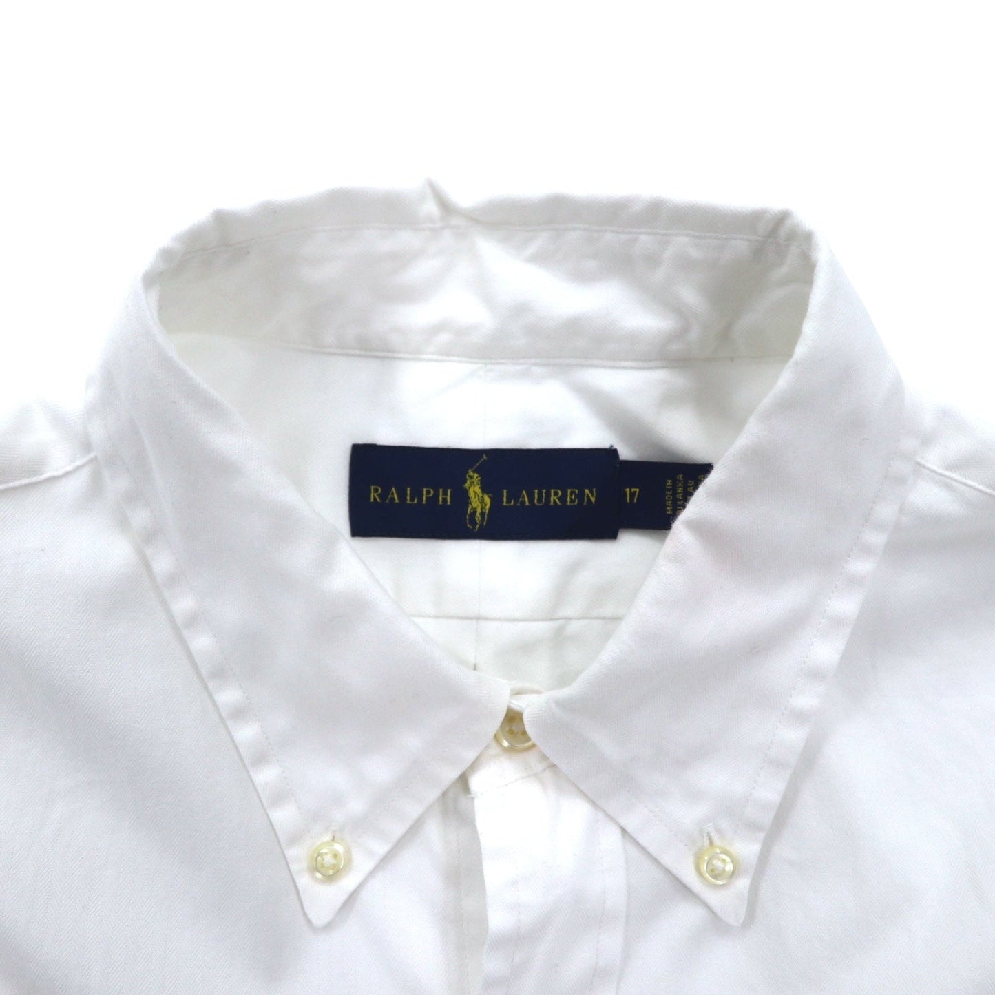 RALPH LAUREN オックスフォード ボタンダウンシャツ XL ホワイト コットン スモールポニー刺繍 スリランカ製