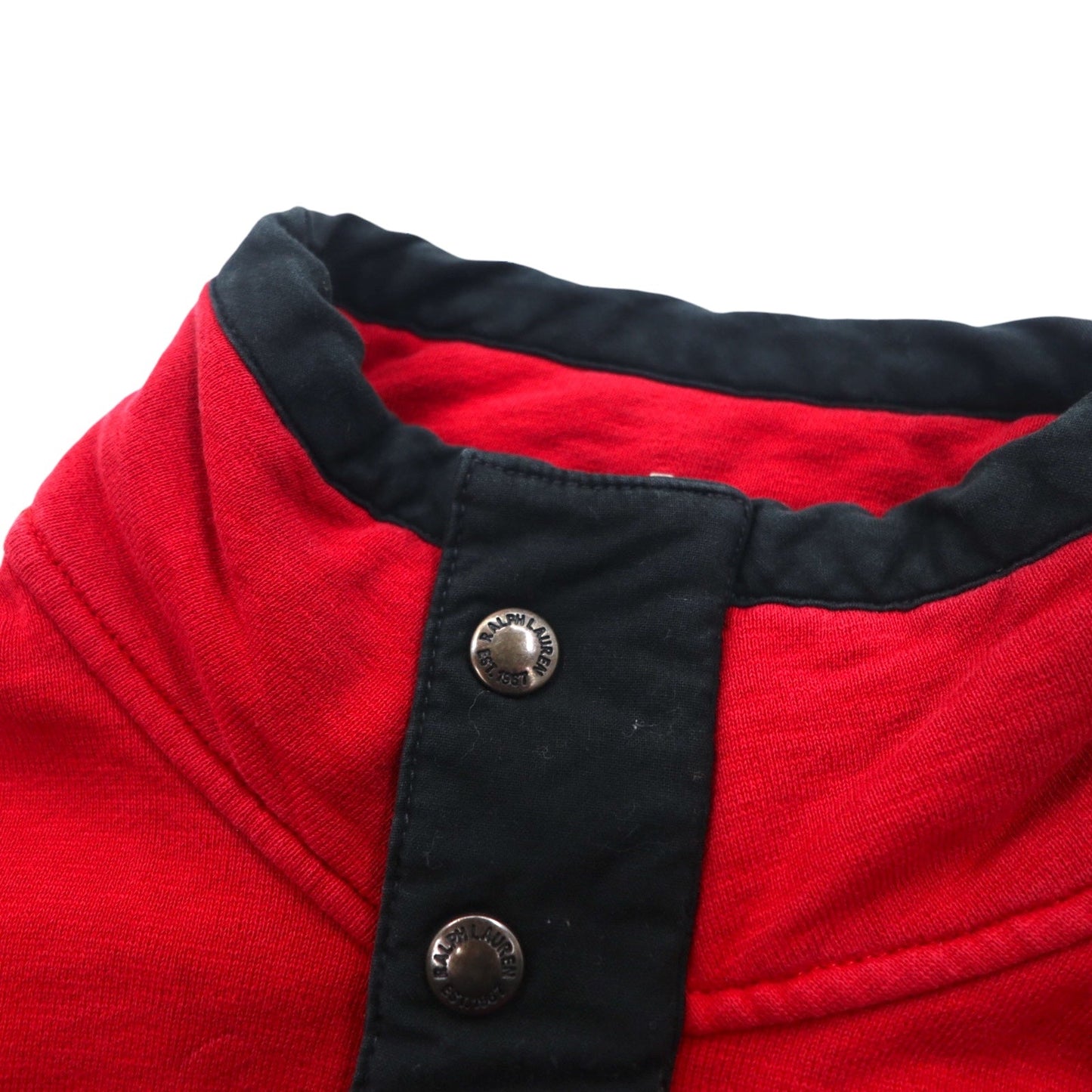 Polo by Ralph Lauren ハーフジップ スウェット S レッド 胸ポケットTALONジップ スナップボタン