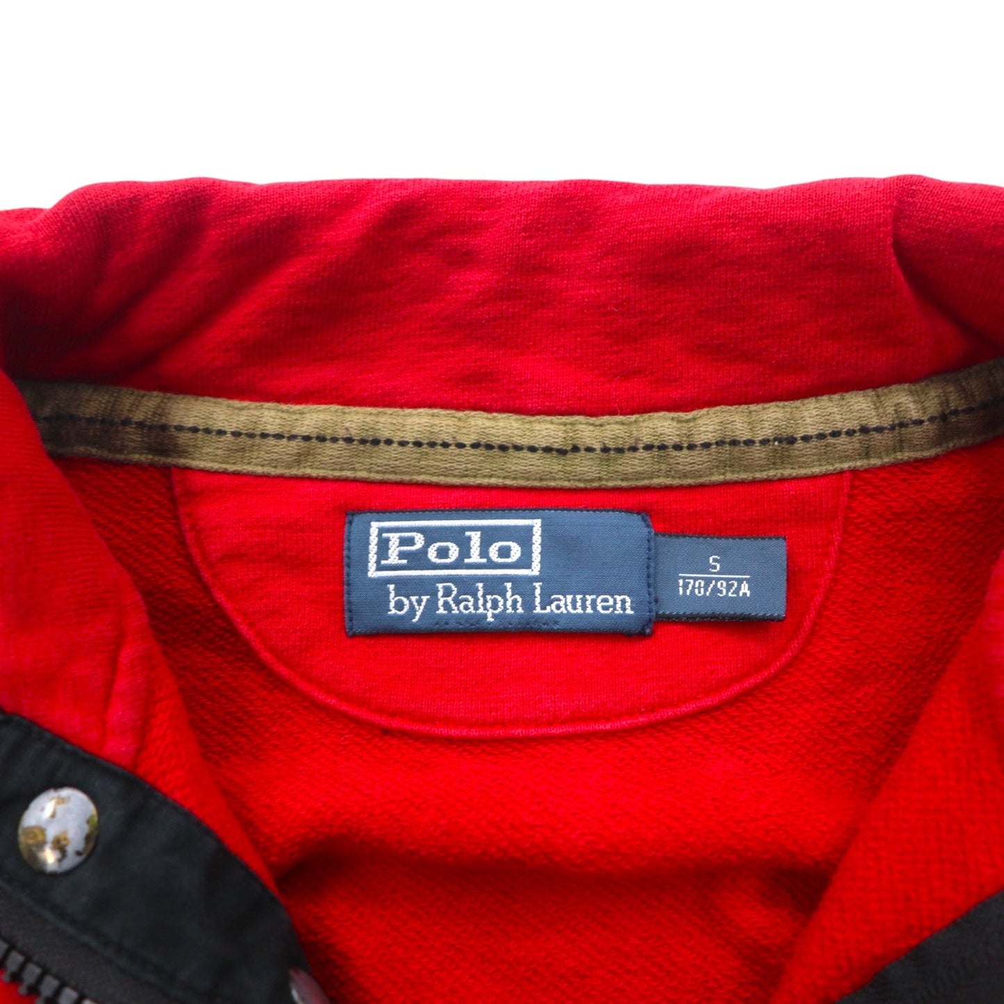 Polo by Ralph Lauren ハーフジップ スウェット S レッド 胸ポケットTALONジップ スナップボタン