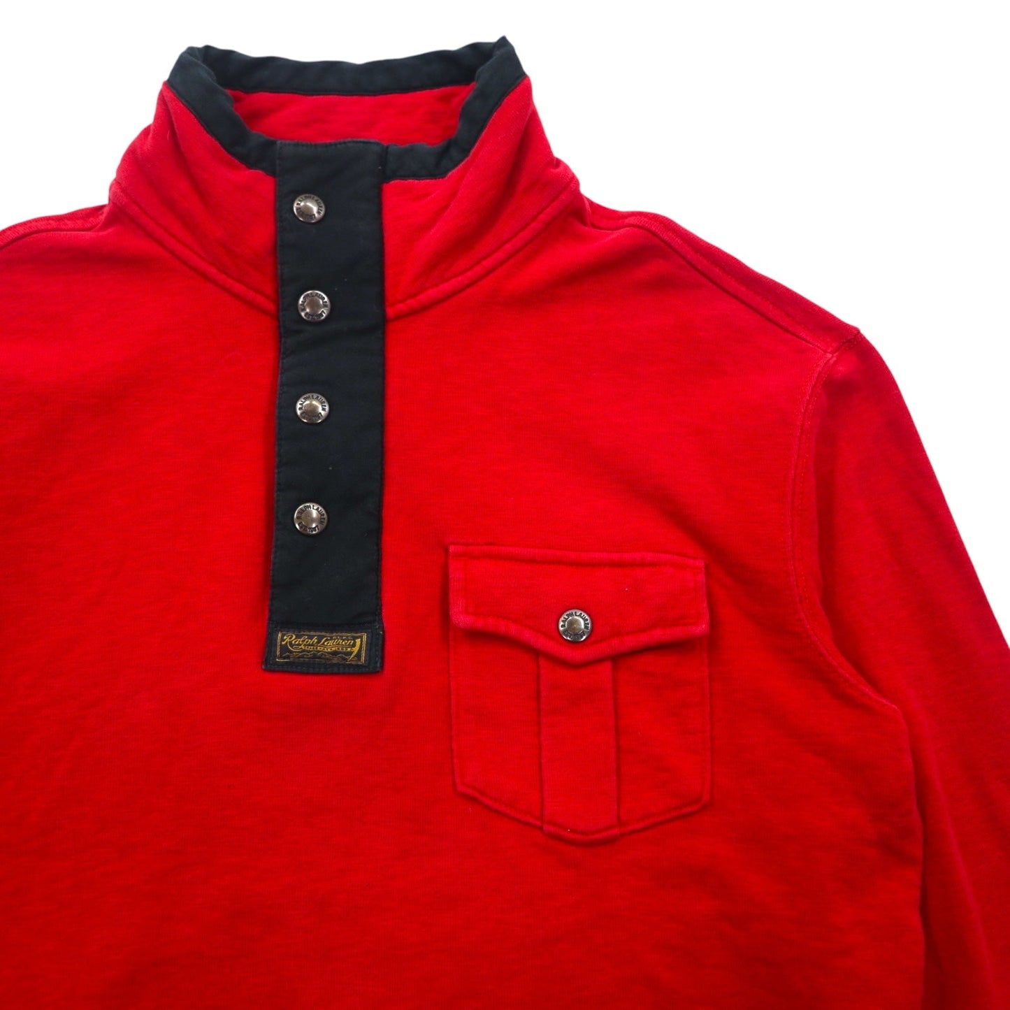 Polo by Ralph Lauren ハーフジップ スウェット S レッド 胸ポケットTALONジップ スナップボタン